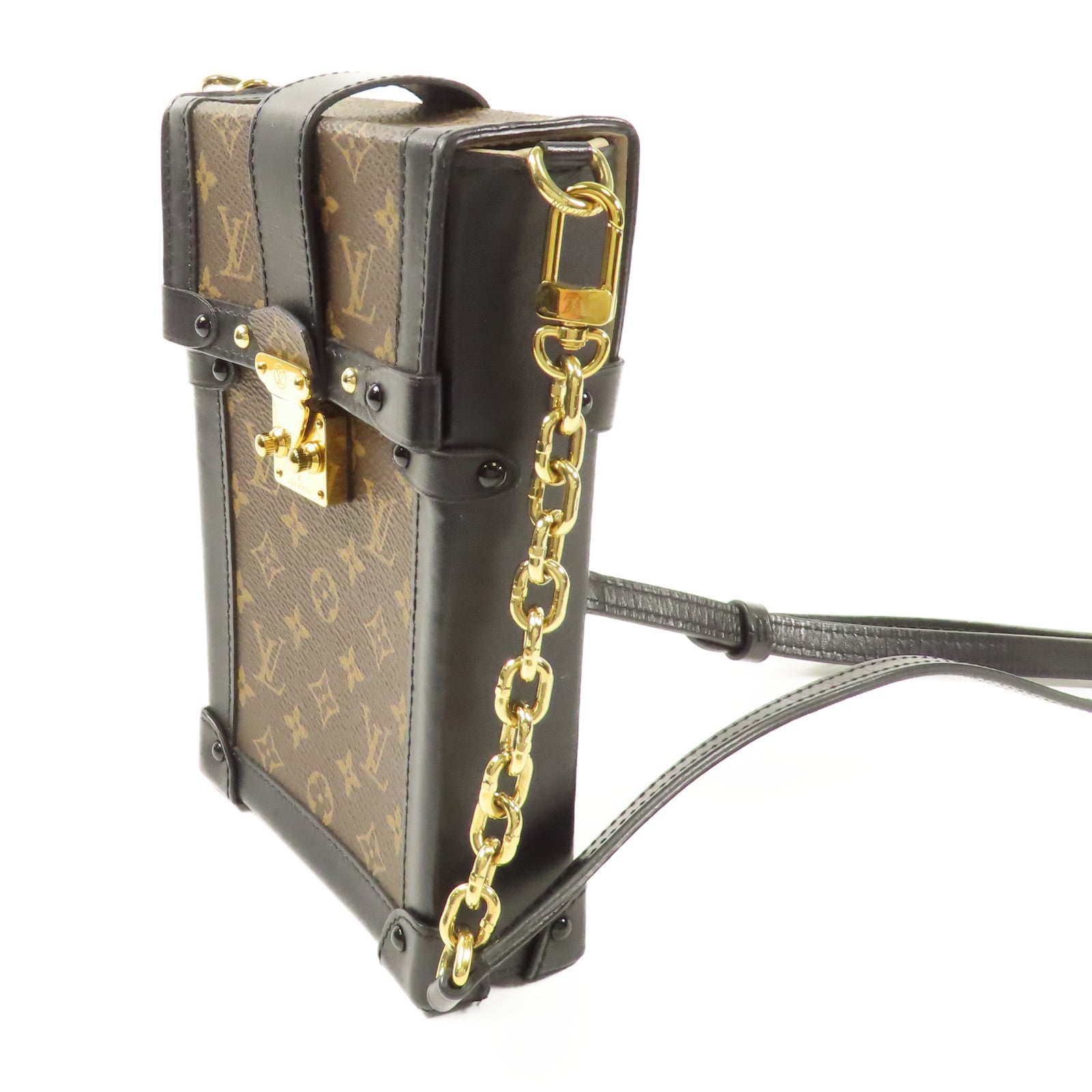 LOUIS VUITTON LV GHW Pochette Trunk Vertical Shoulder Bag Monogram M63913 Brown