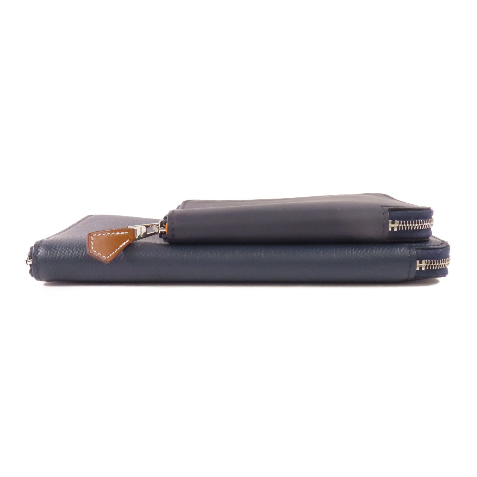 HERMES Epsom皮革/Swift皮革Nouveau To Go銀扣肩背袋Bleu Sapphire