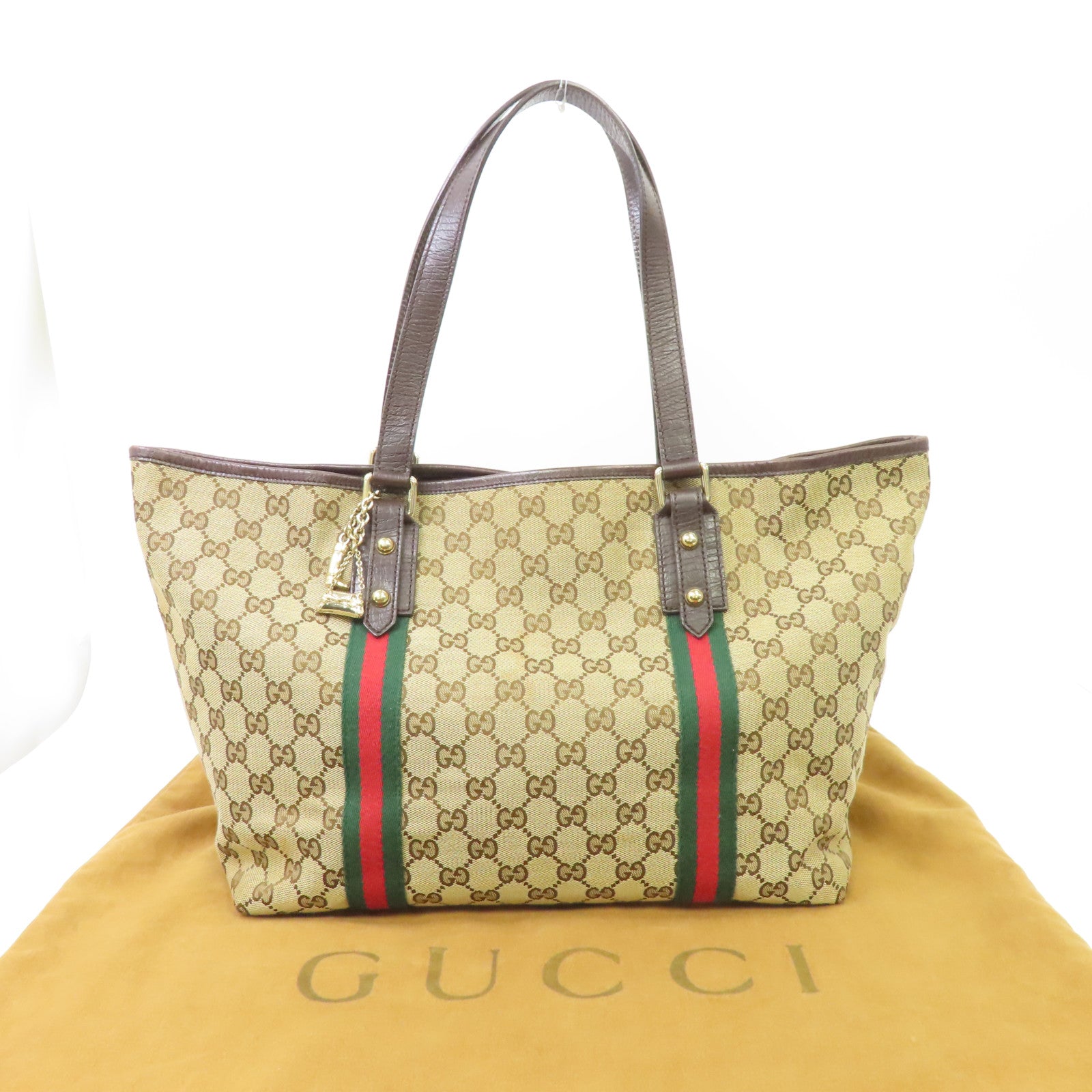 GUCCI 帆布Sherry Line Tote Bag金扣手挽袋啡色