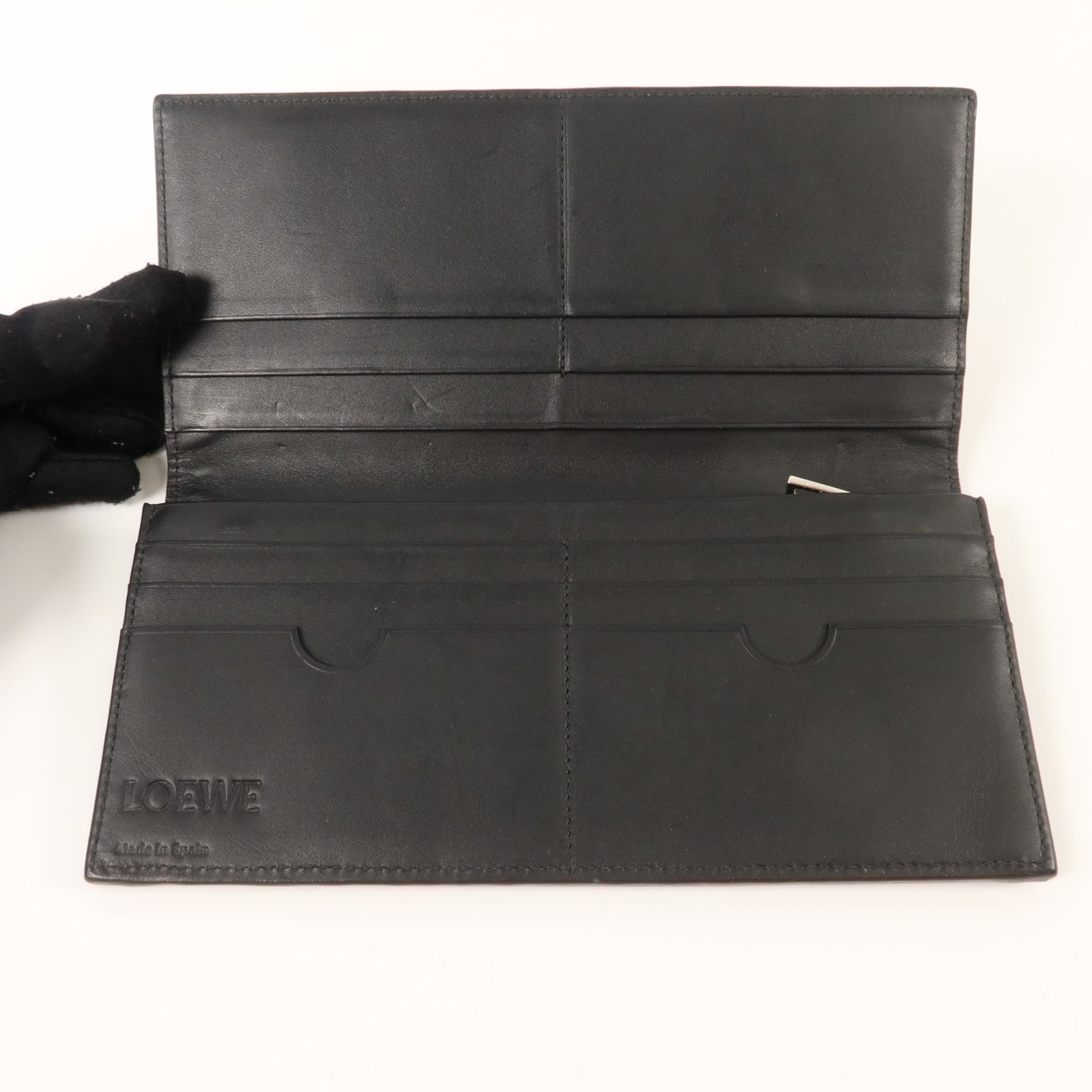 LOEWE 牛皮皮革Long Wallet銀扣長錢包