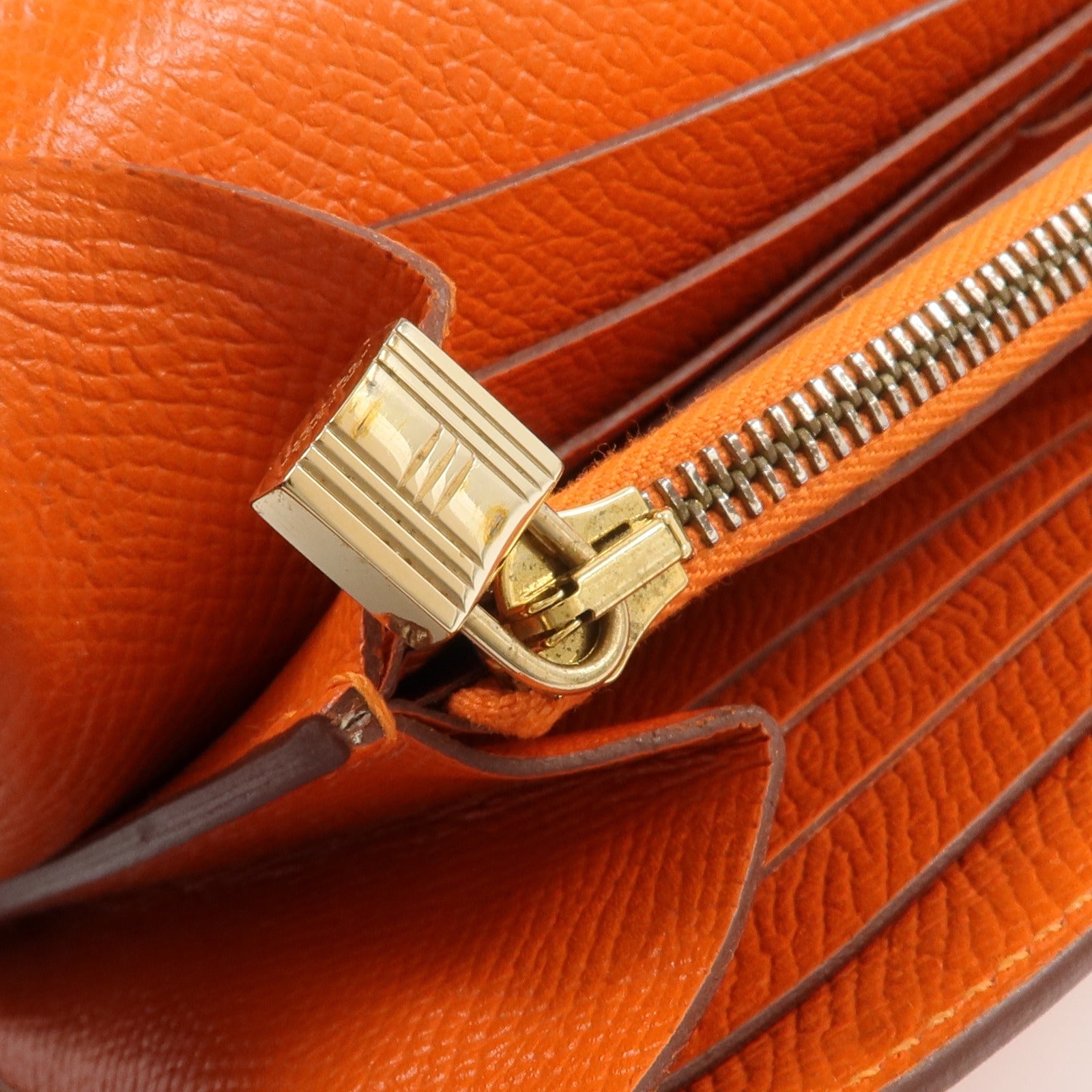 HERMES Epsom皮革Kelly Wallet長錢包Orange