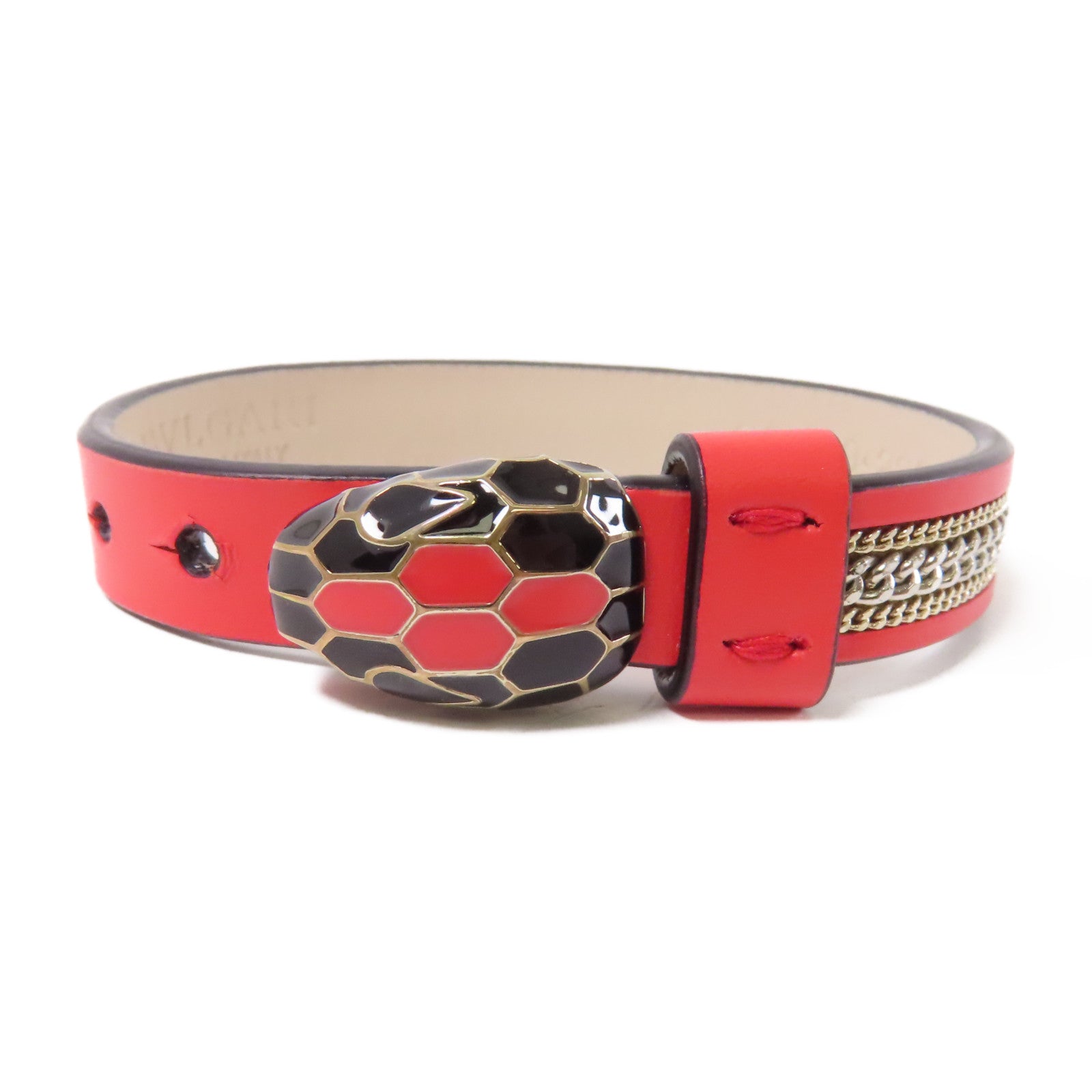 BVLGARI 牛皮皮革Bracelet手鐲紅色