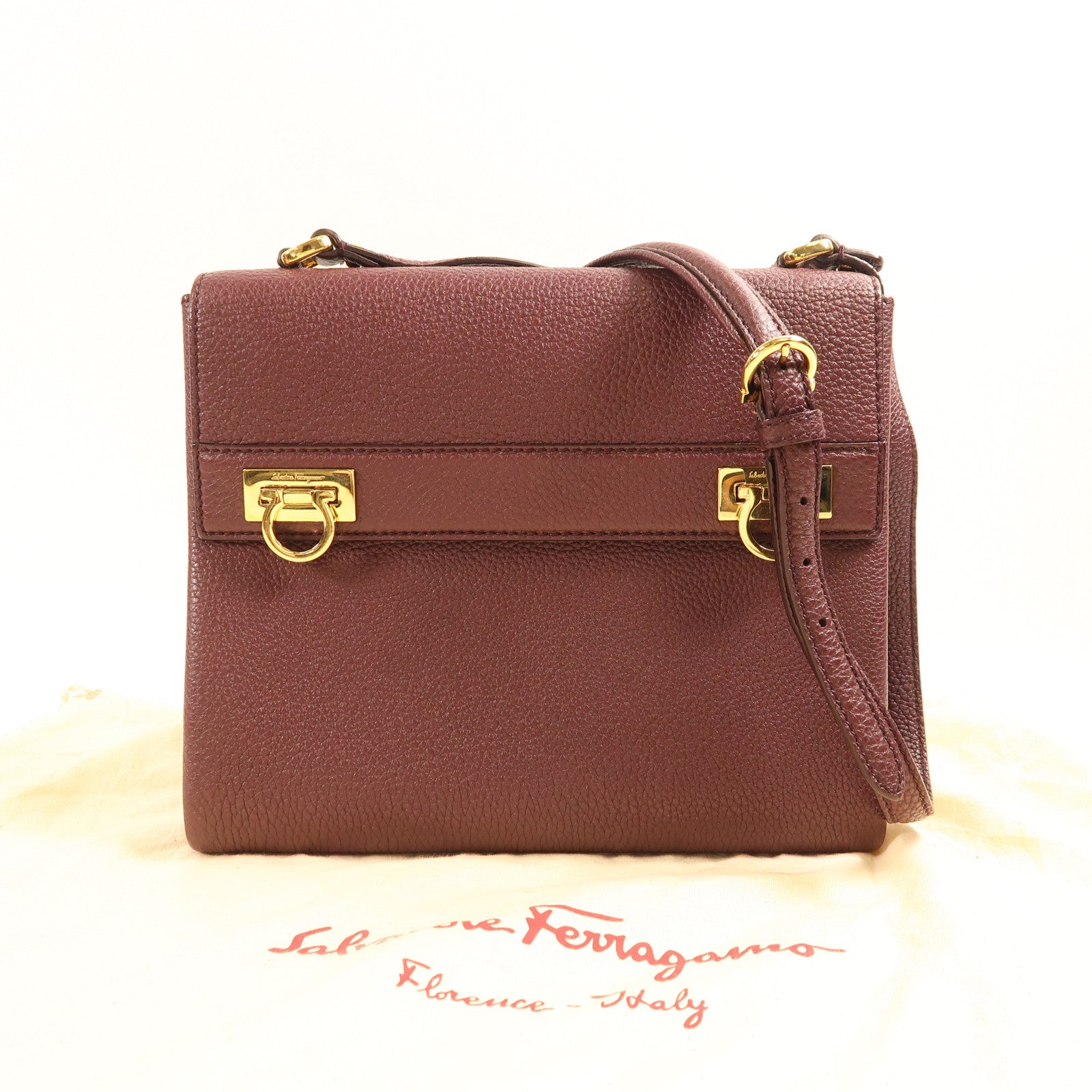 Salvatore Ferragamo 【激減優惠】牛皮皮革Mya Bag金扣肩背袋