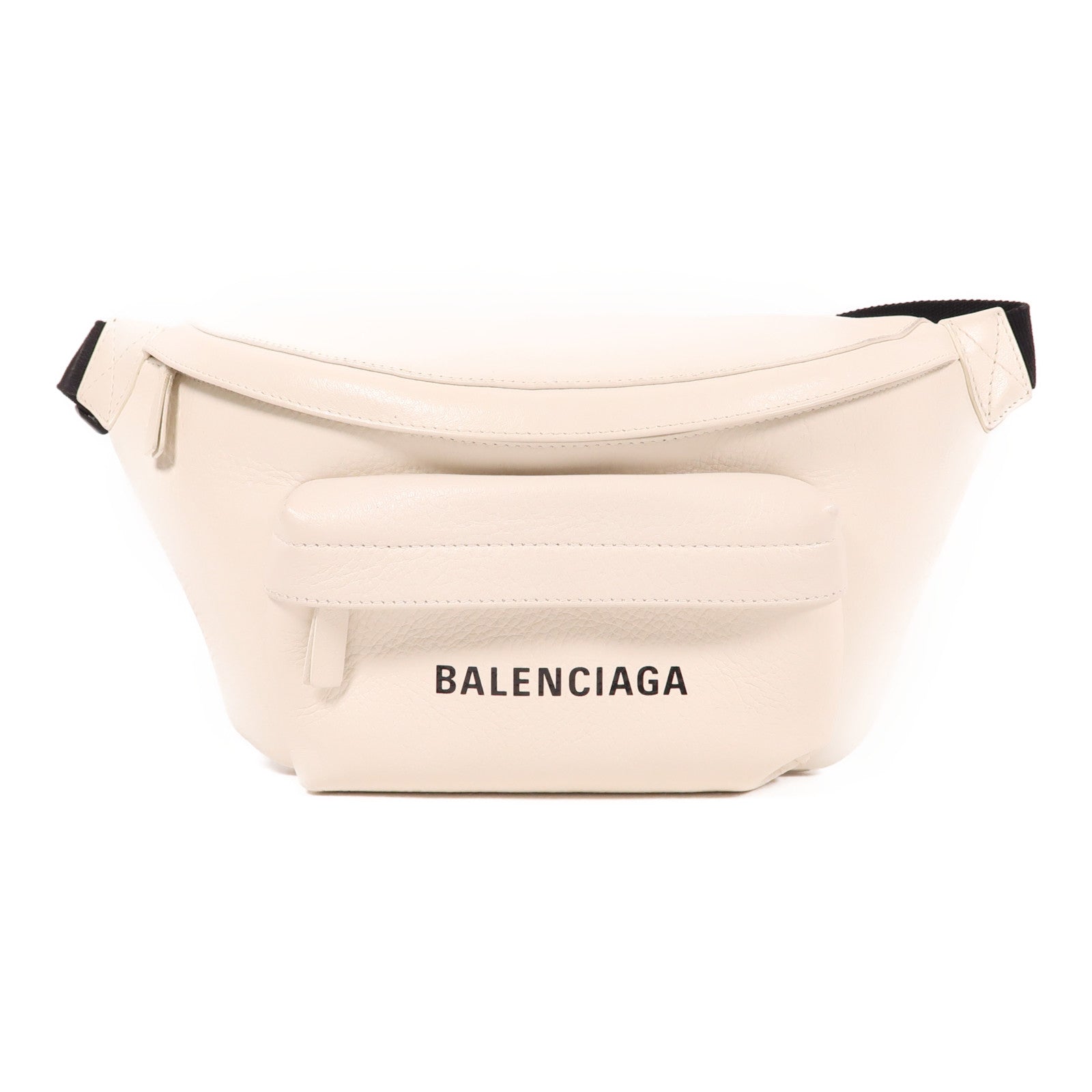 BALENCIAGA 牛皮皮革Waist Bag銀扣腰包白色