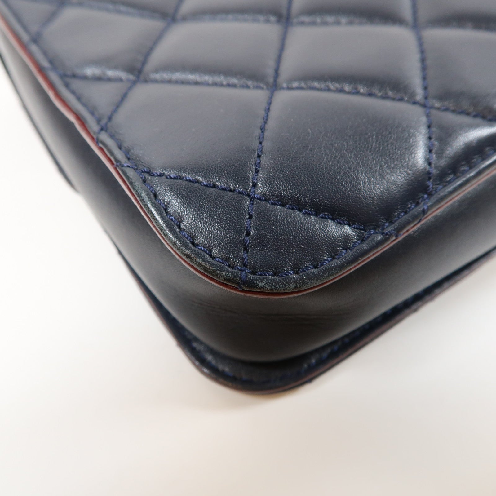 CHANEL 【激減優惠】菱格羊皮皮革Chain Shoulder Bag金扣手挽肩背兩用袋藍色