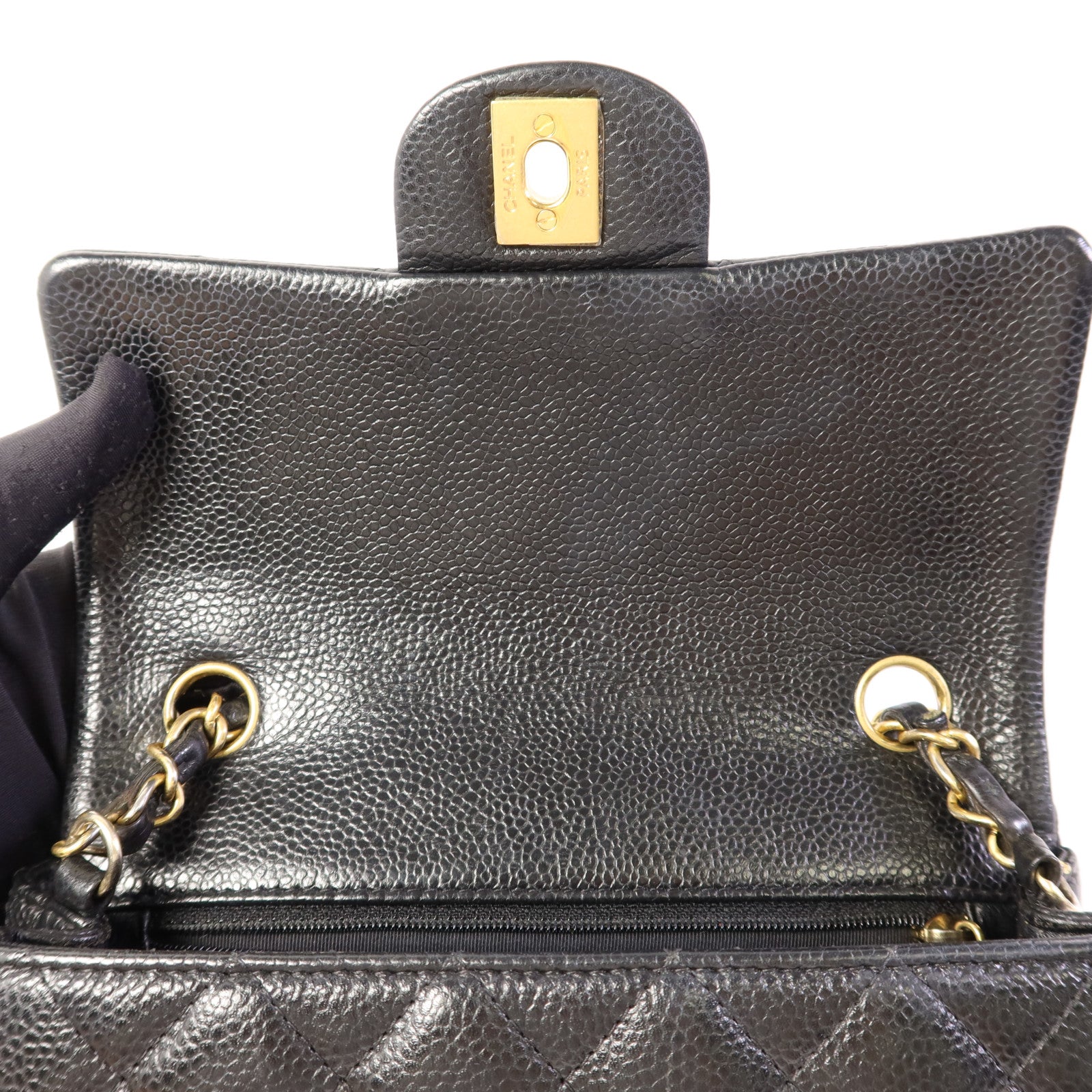 CHANEL 牛皮皮革Mini Classic 20金扣鏈帶肩背袋