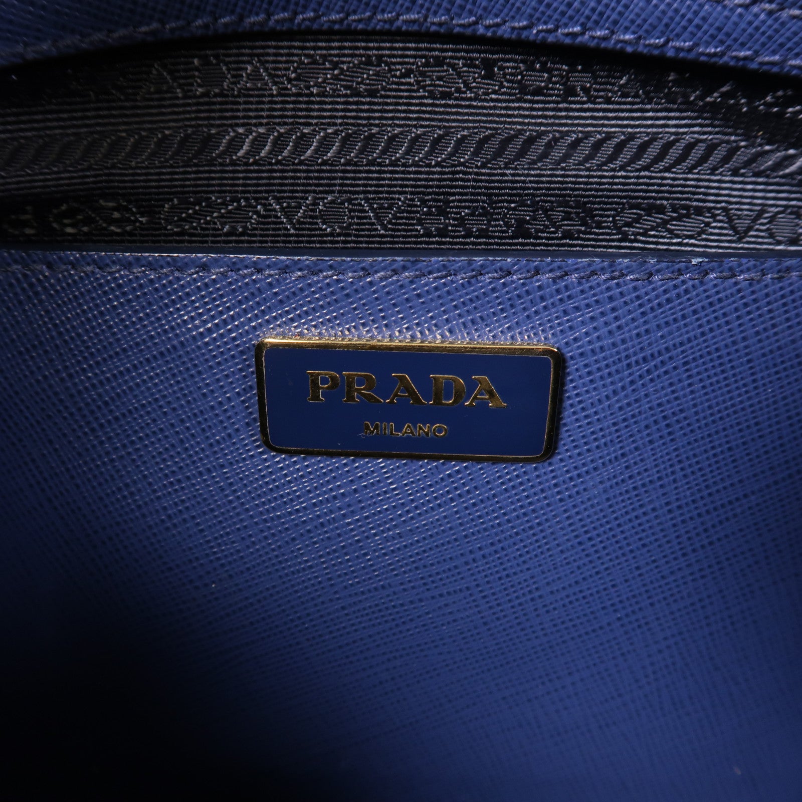 PRADA Saffiano皮革Shoulder Bag金扣手挽肩背兩用袋藍色