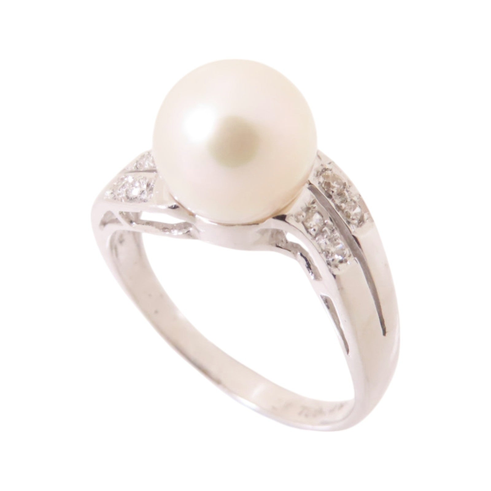 JEWELRY 【激減優惠】18K白金/珍珠/鑽石Pearl Diamond Ring戒指US#5