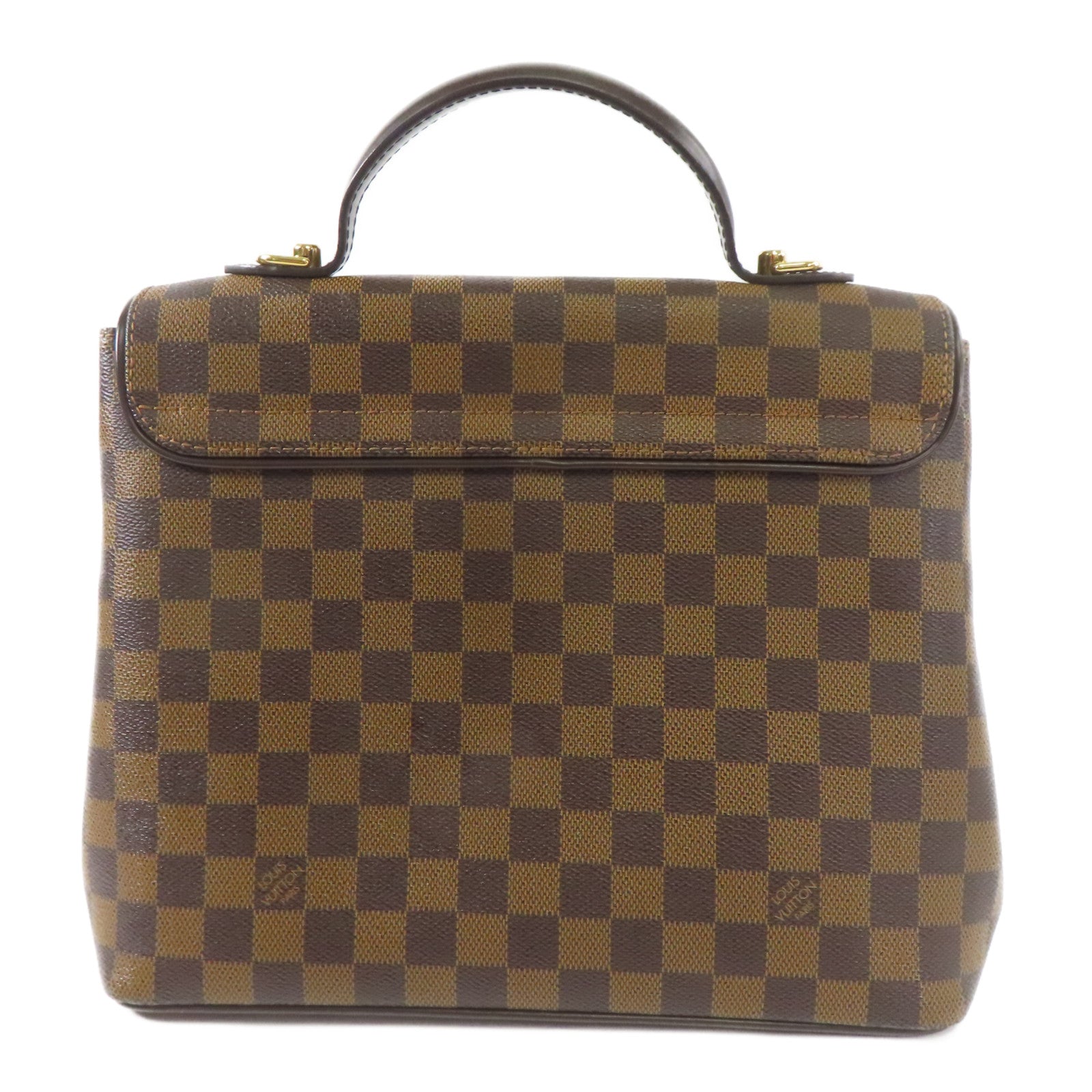 LOUIS VUITTON Damier Bergamo MM金扣手挽袋啡色