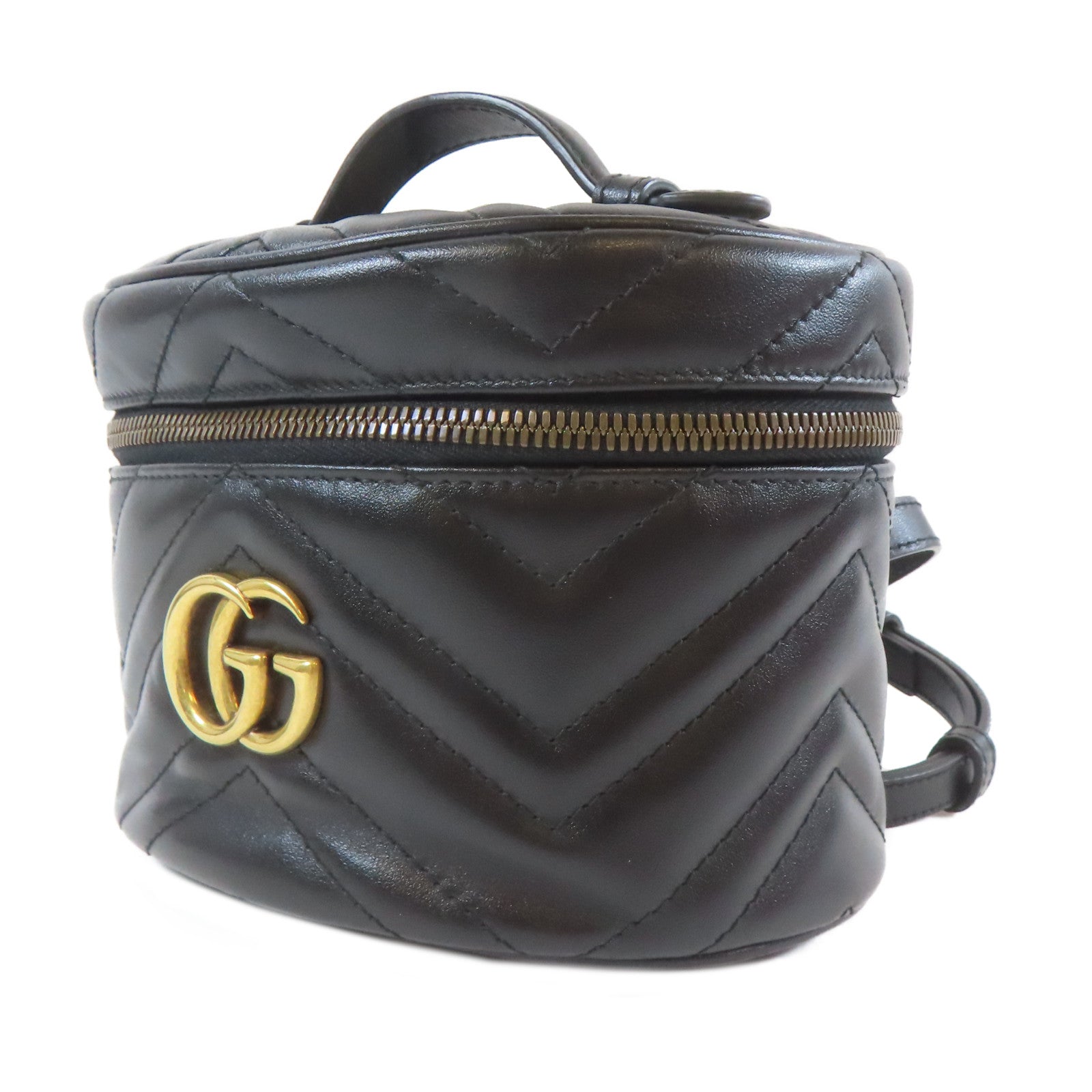 GUCCI 牛皮皮革GG Marmont Backpack金扣背包黑色