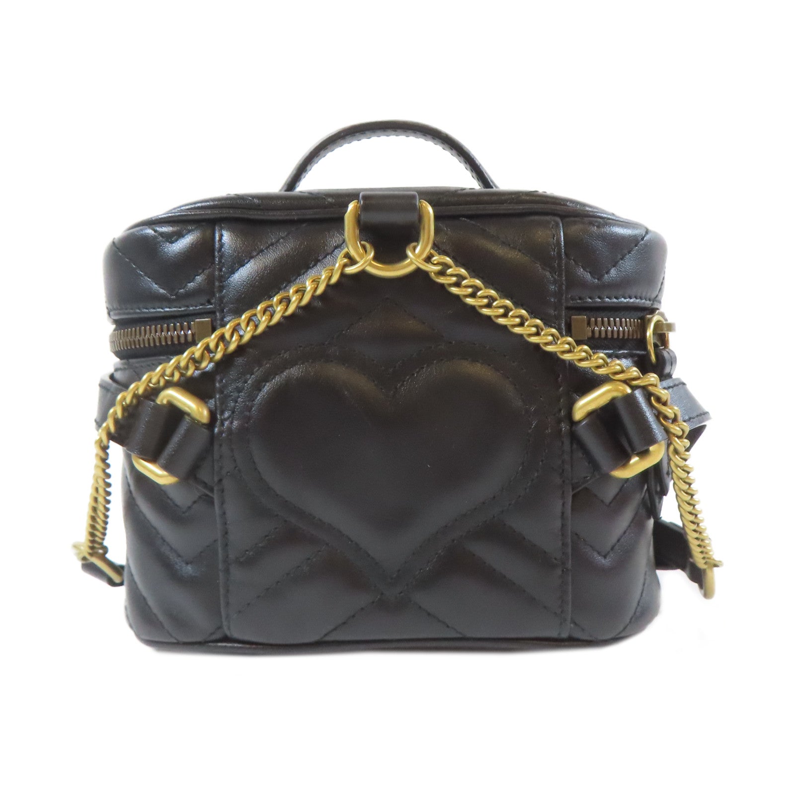 GUCCI 牛皮皮革GG Marmont Backpack金扣背包黑色