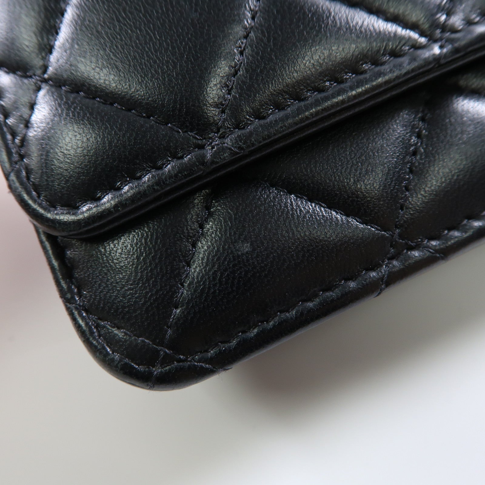CHANEL 菱格羊皮皮革Wallet On Chain金扣鏈帶肩背袋黑色