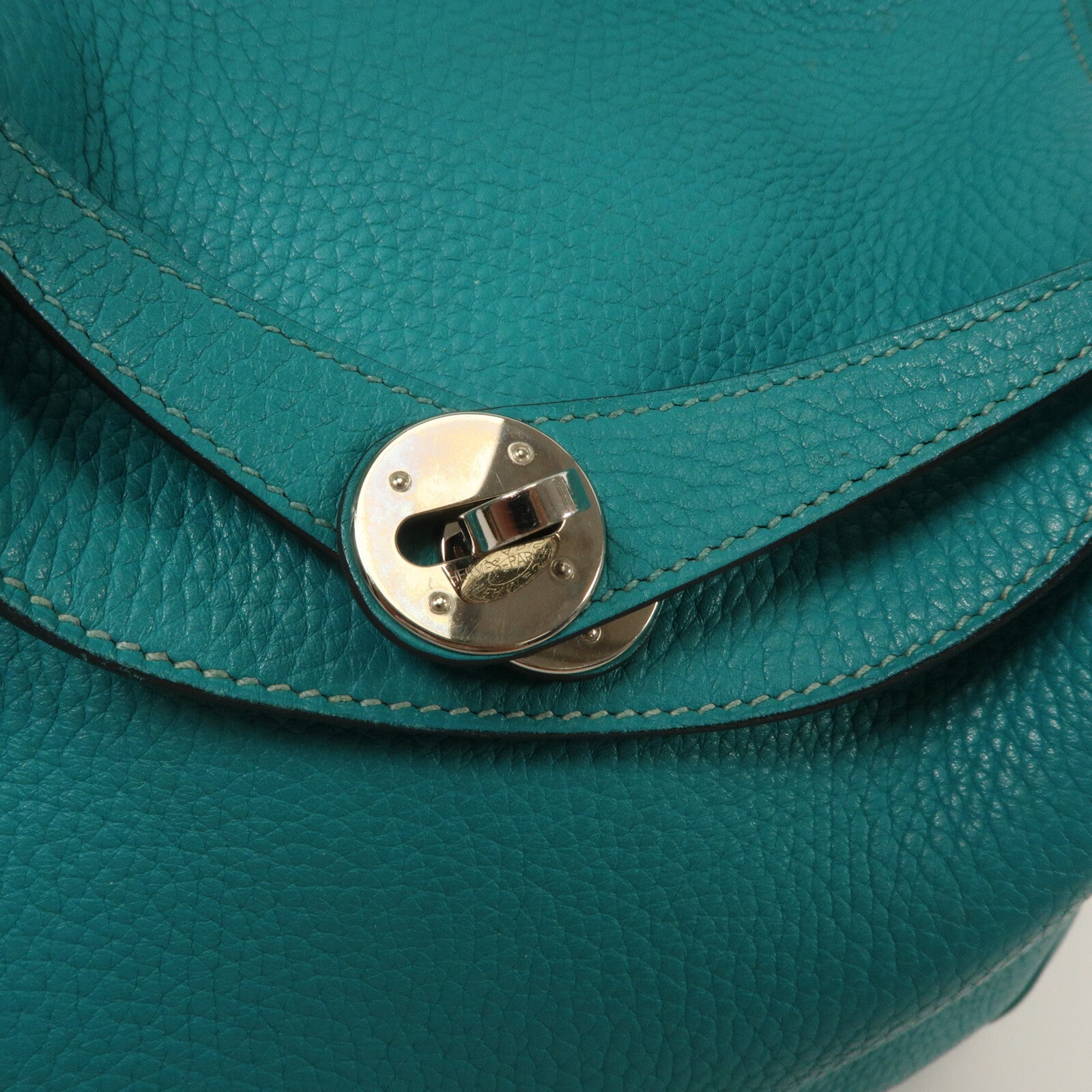 HERMES Clemence皮革Lindy 26手挽肩背兩用袋 Bleu Paon