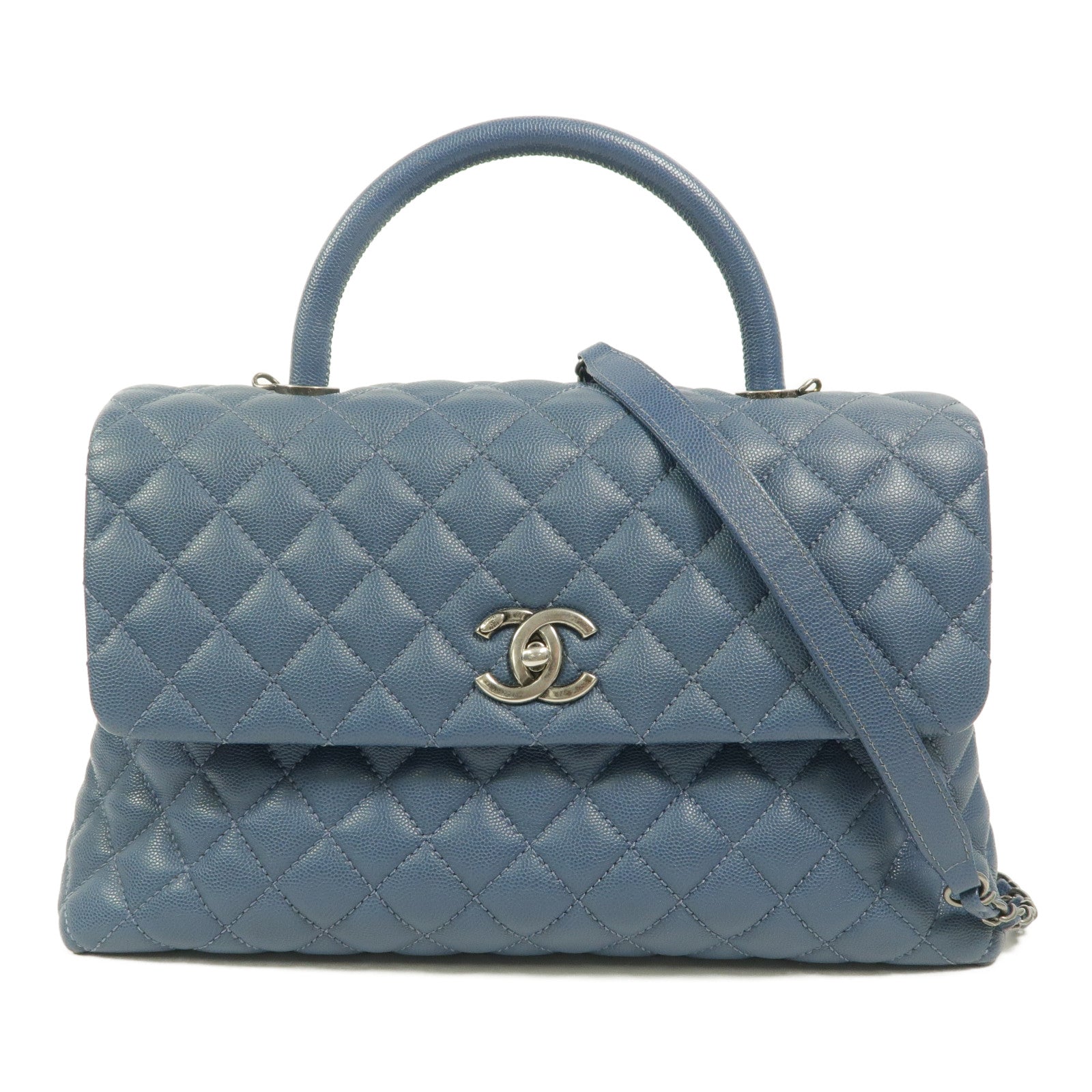 CHANEL 牛皮皮革Coco Handle Large鏈帶手挽肩背兩用袋