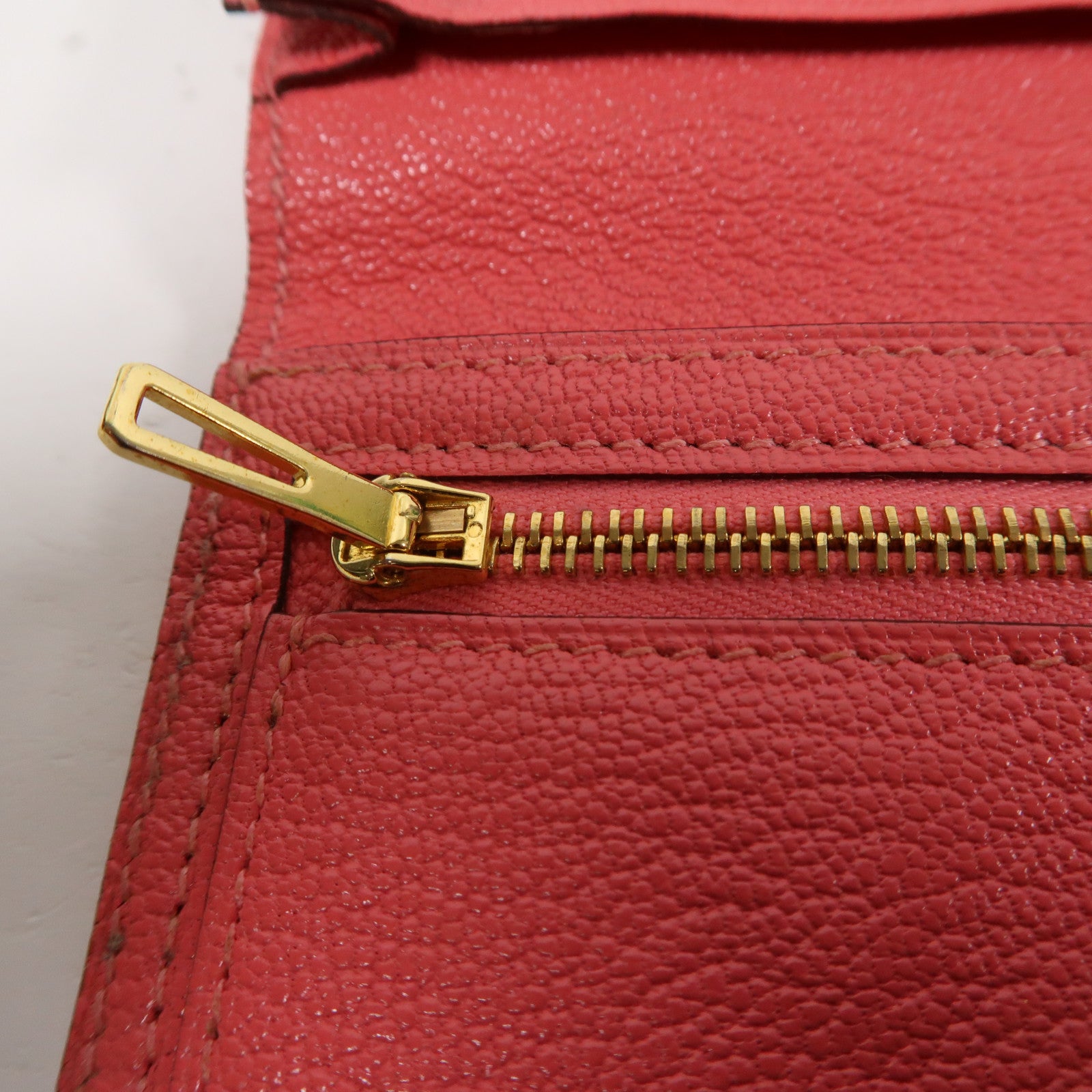 HERMES 【激減優惠】Chevre皮革Bearn bi-fold金扣折疊長錢包Rose Dragee糖衣粉色