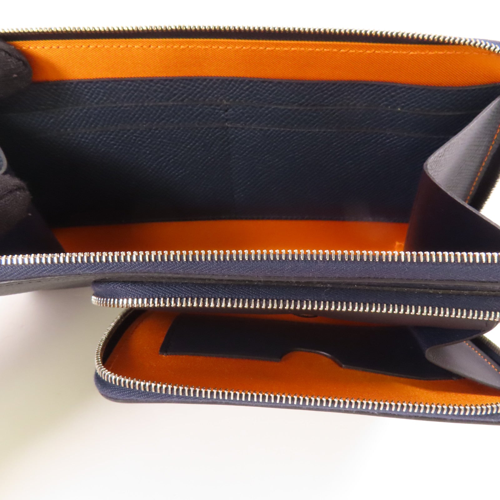 HERMES Epsom皮革/Swift皮革Nouveau To Go銀扣肩背袋Bleu Sapphire