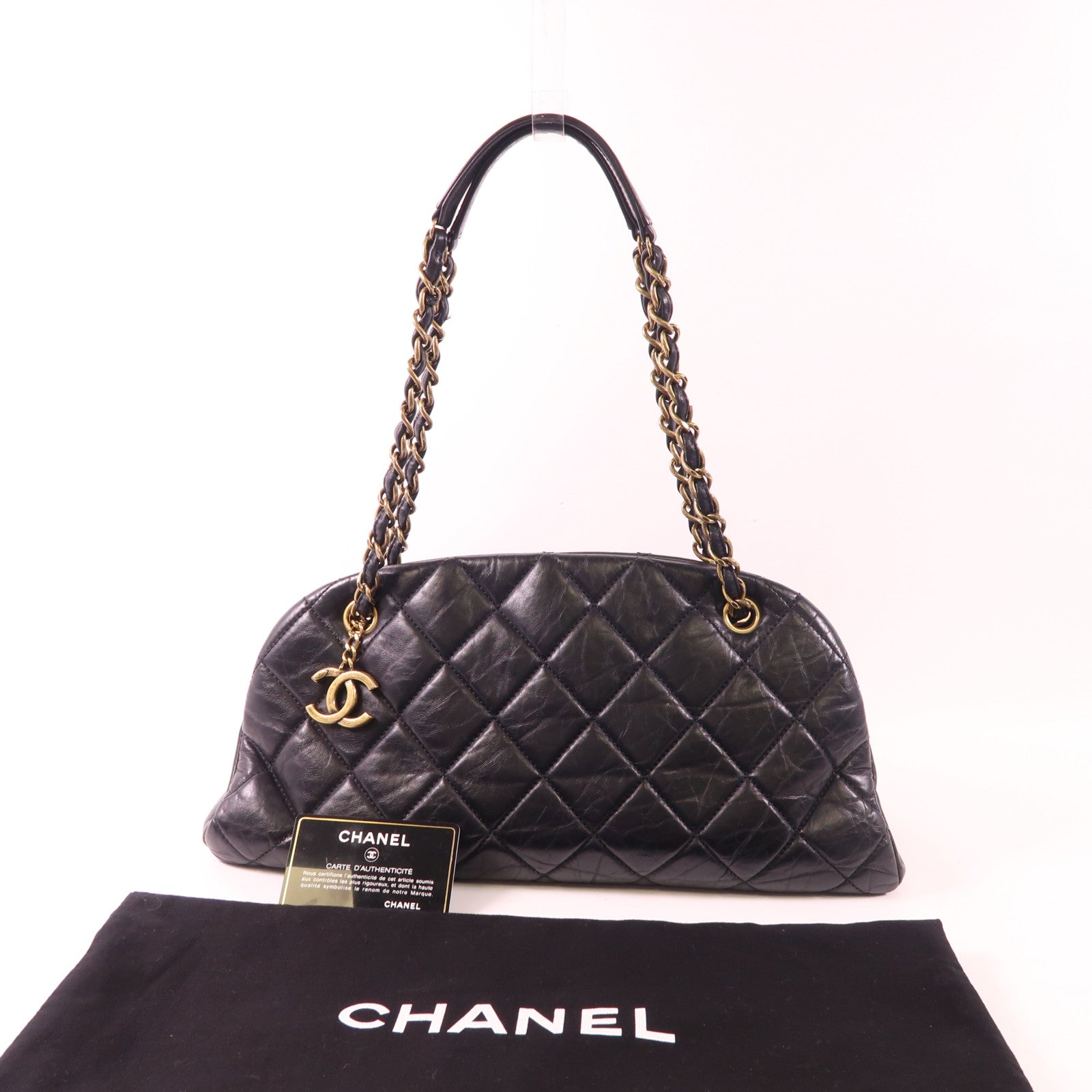 CHANEL 牛皮皮革Chain Shoulder Bag金扣鏈帶肩背袋