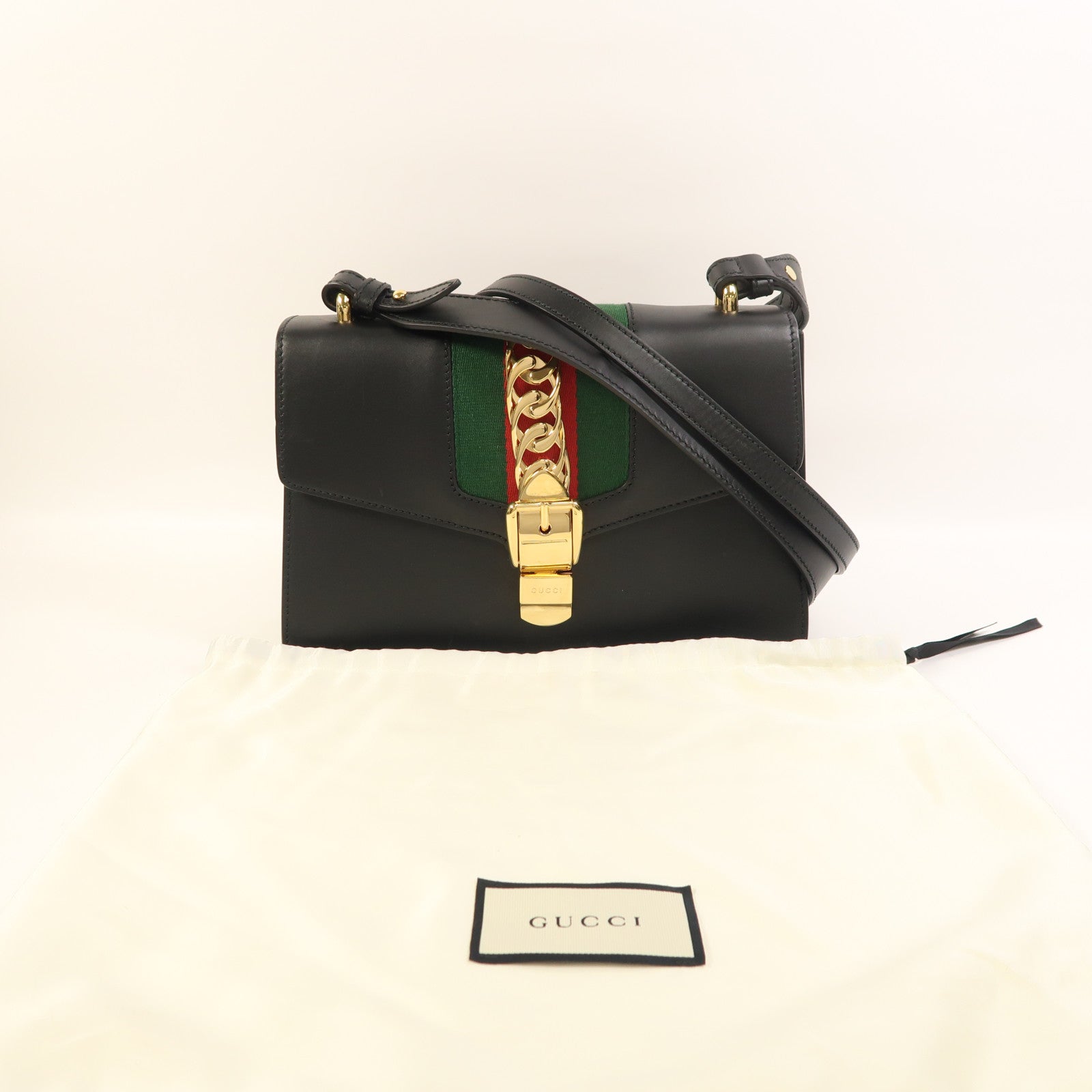 GUCCI 牛皮皮革Sylvie金扣肩背袋