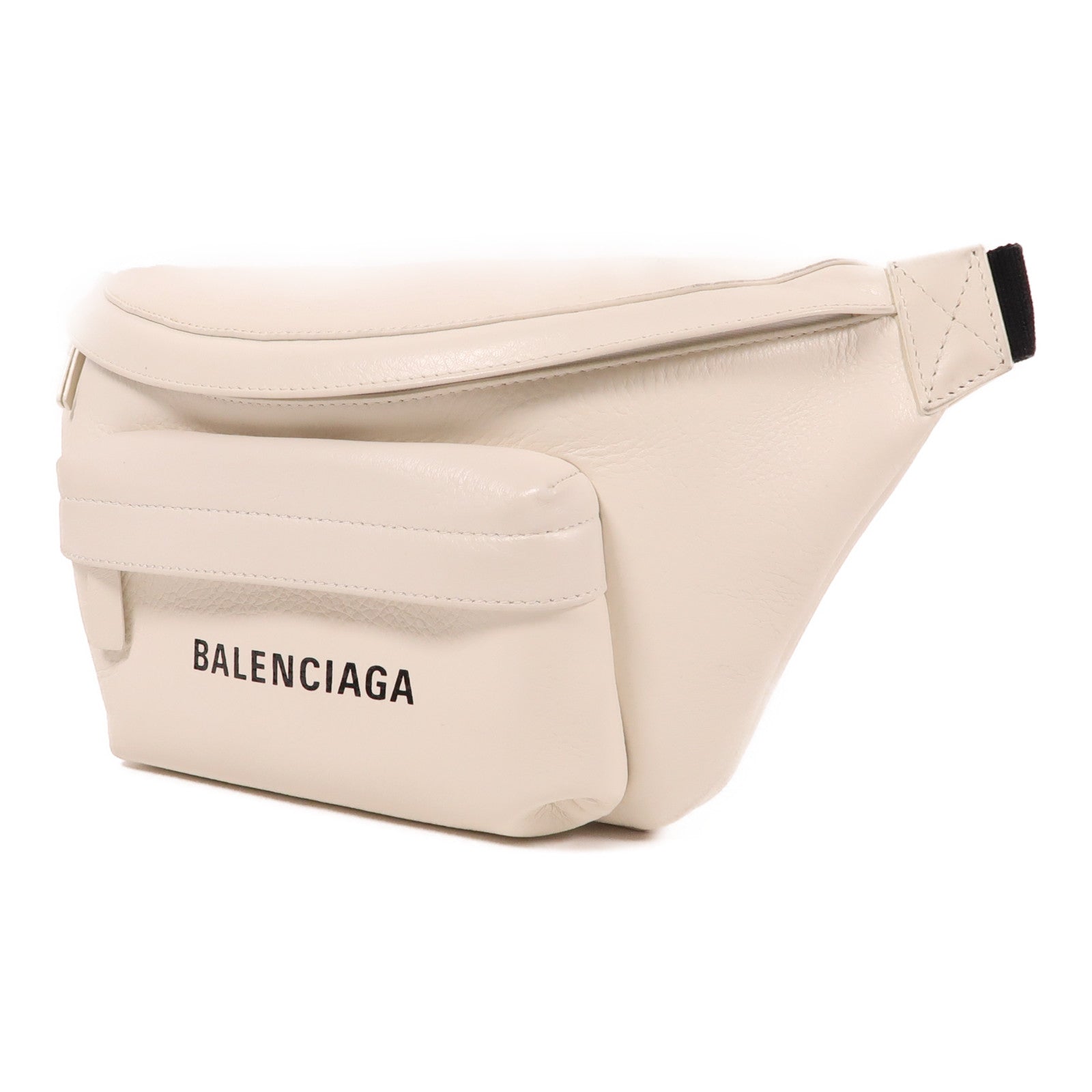 BALENCIAGA 牛皮皮革Waist Bag銀扣腰包白色