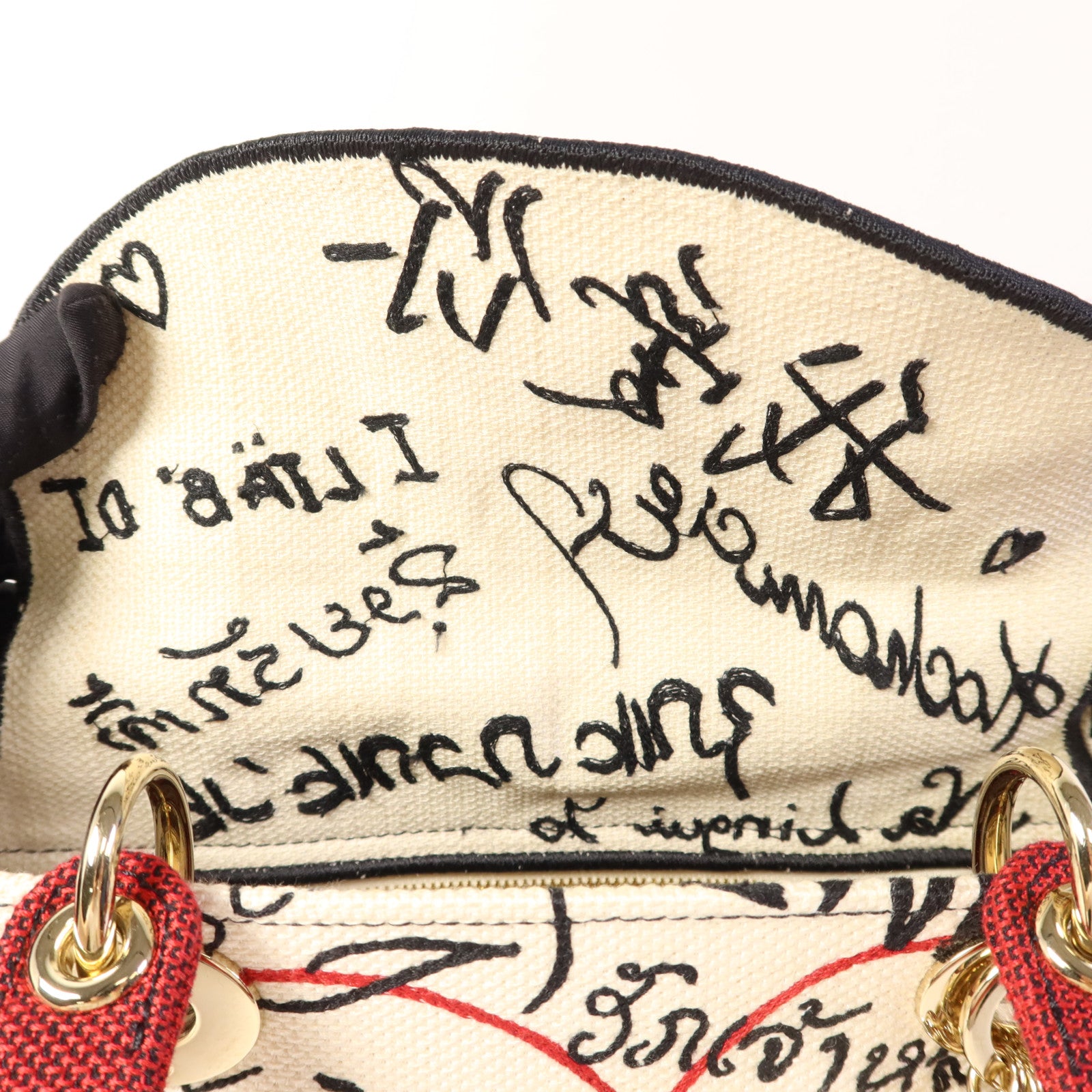 Dior 帆布Lady Dior Medium金扣手挽肩背兩用袋