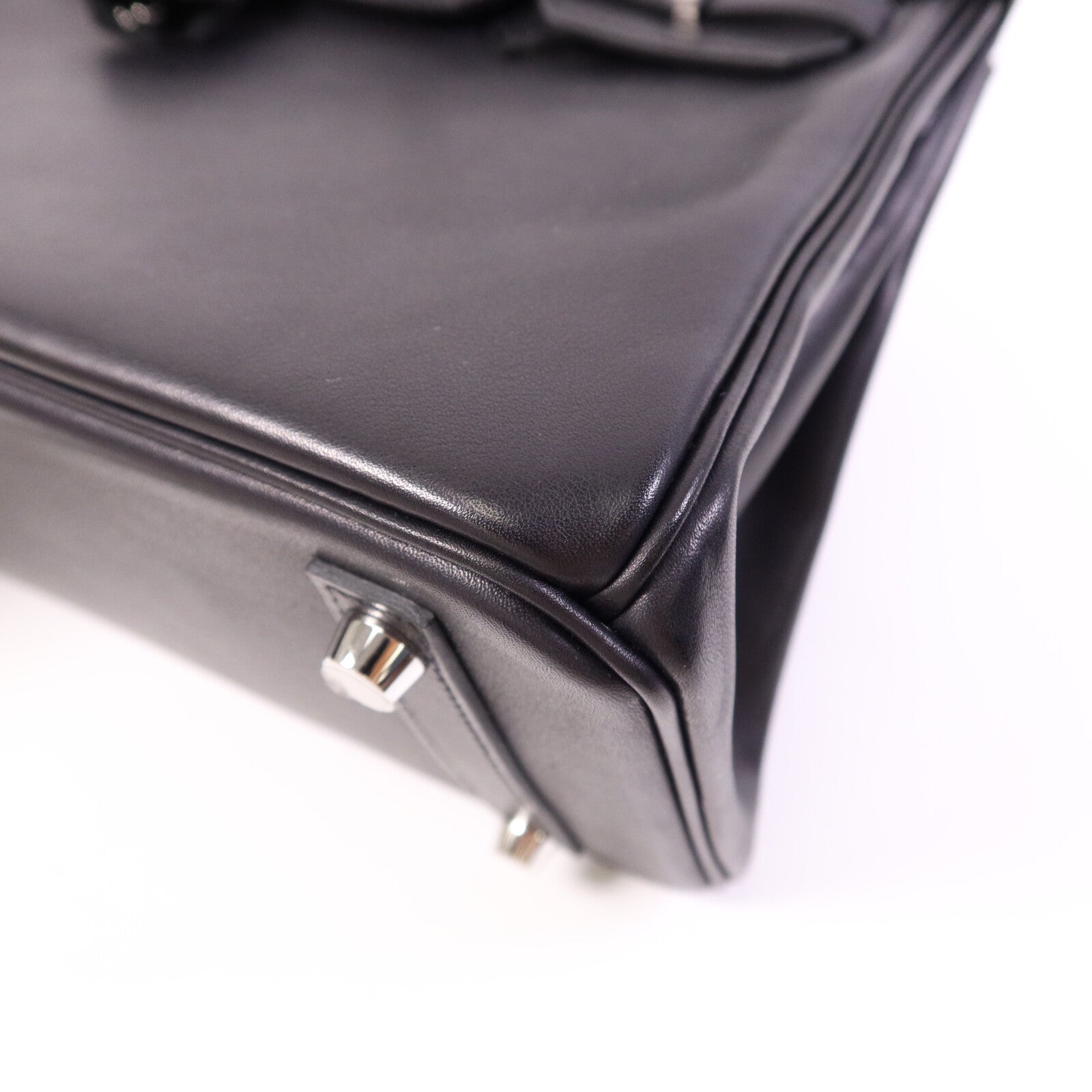 HERMES Volupto皮革Birkin 25銀扣手挽袋Noir