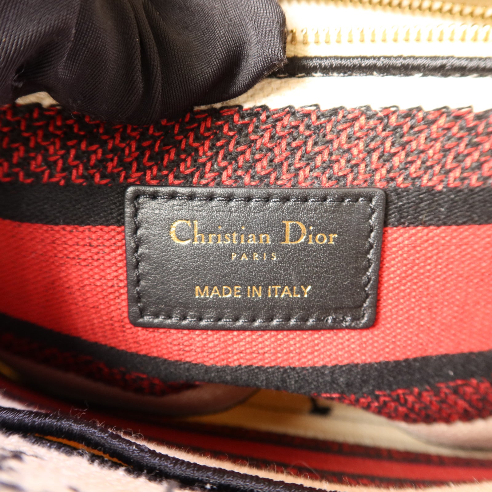 Dior 帆布Lady Dior Medium金扣手挽肩背兩用袋