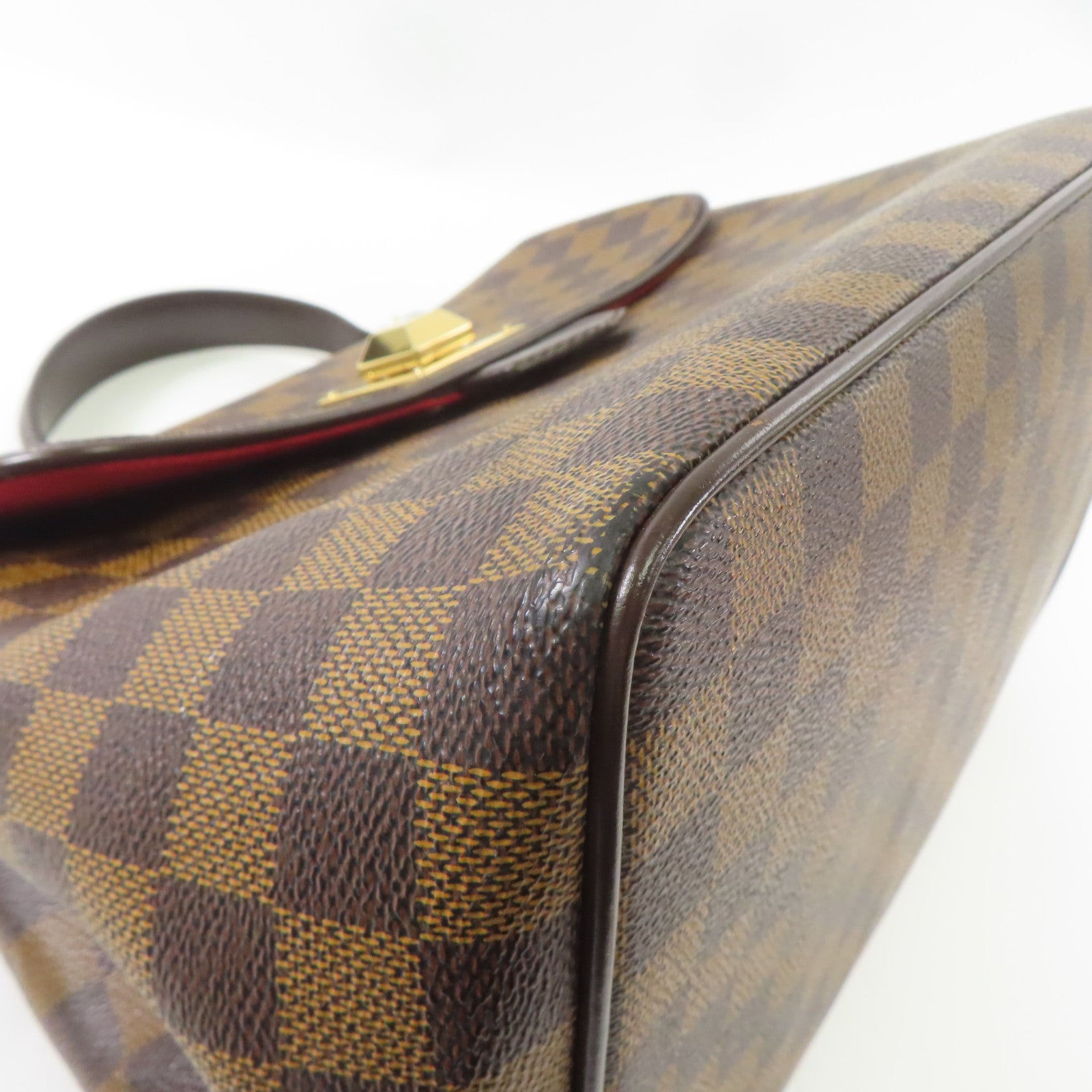 LOUIS VUITTON Damier Bergamo MM金扣手挽袋啡色