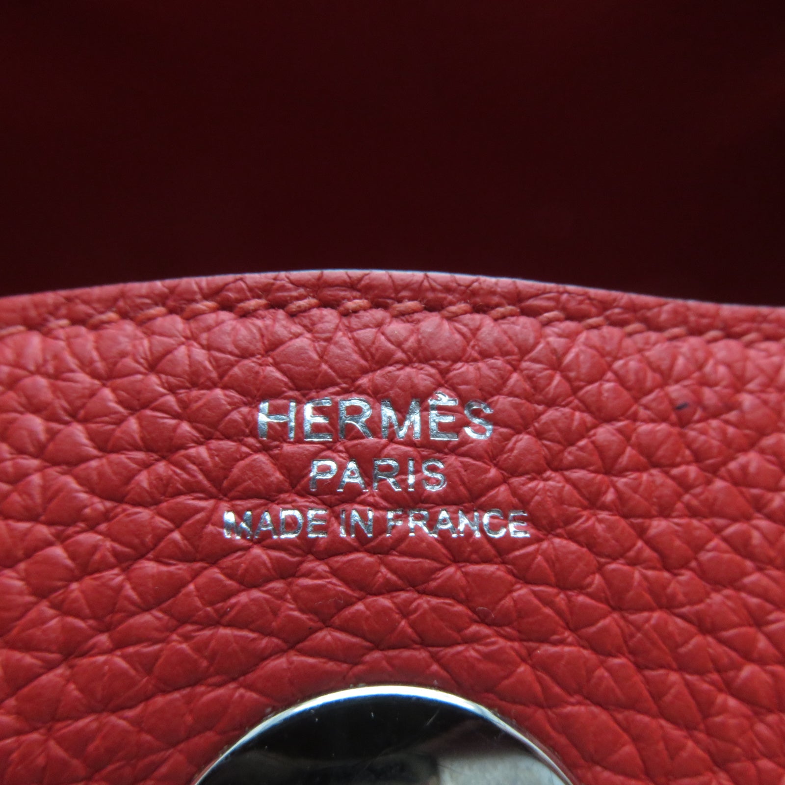 HERMES 【激減優惠】Clemence皮革Lindy 26銀扣手挽肩背兩用袋Rouge Tomate蕃茄紅色