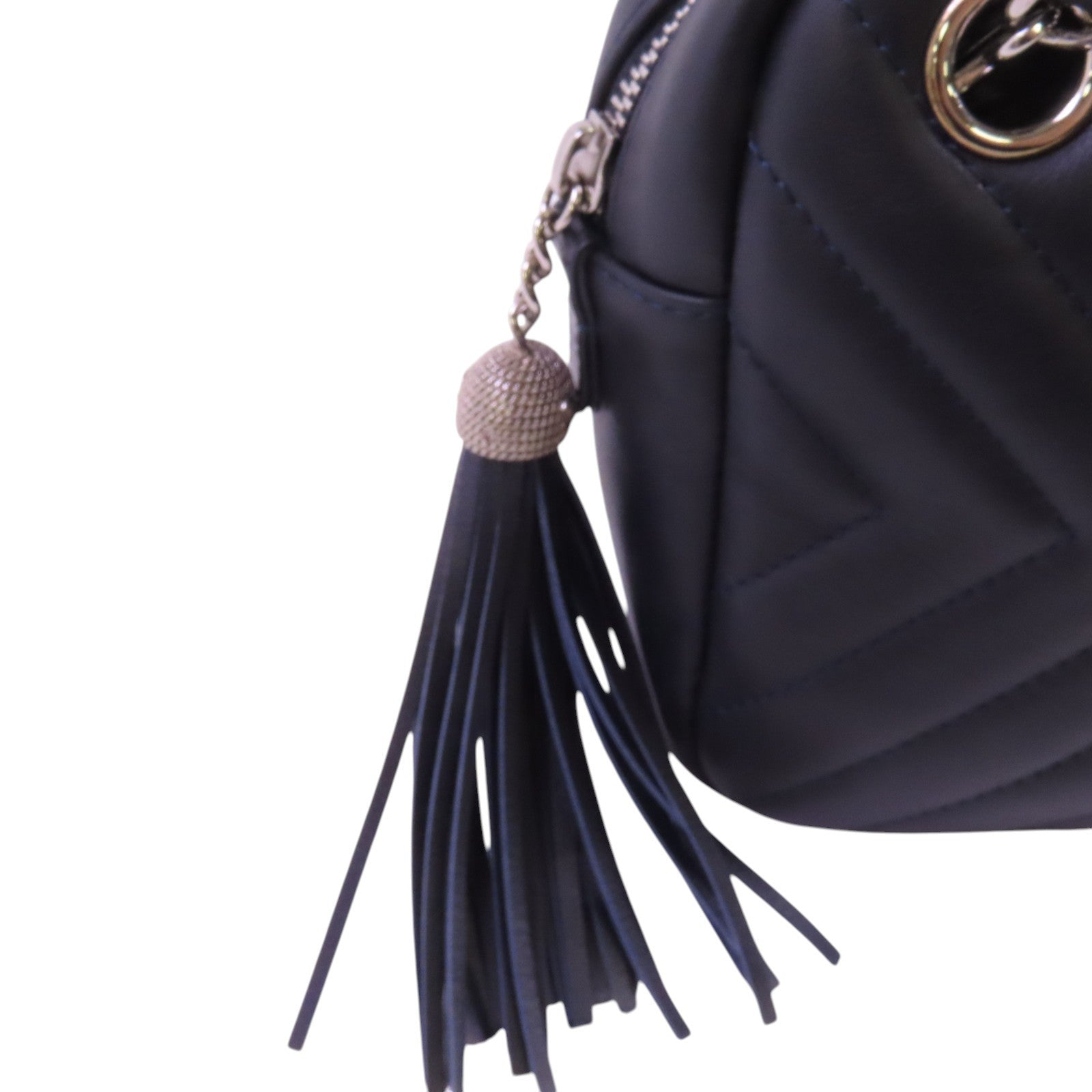 CHANEL 牛皮皮革Chevron Camera Bag銀扣鏈帶肩背袋