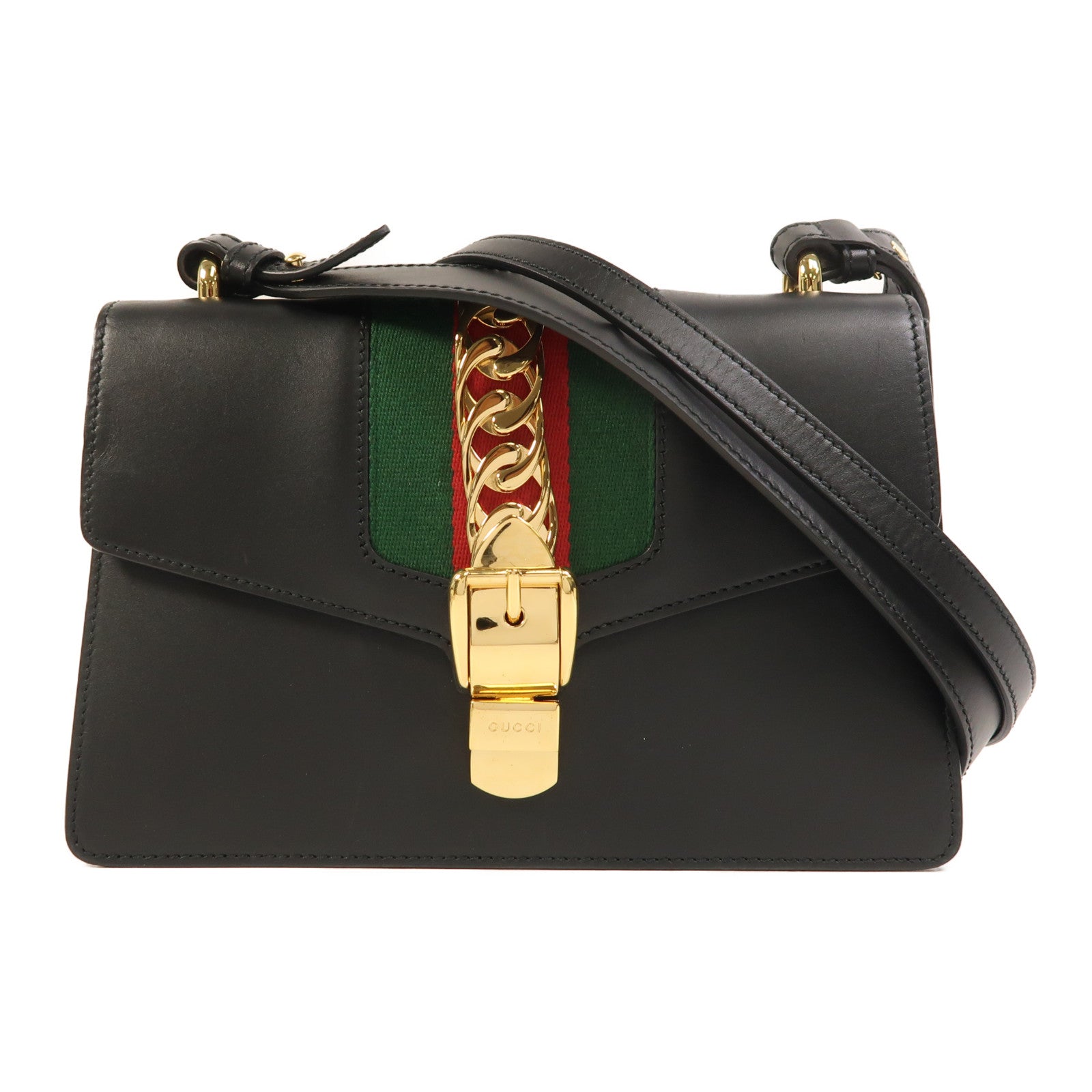 GUCCI 牛皮皮革Sylvie金扣肩背袋
