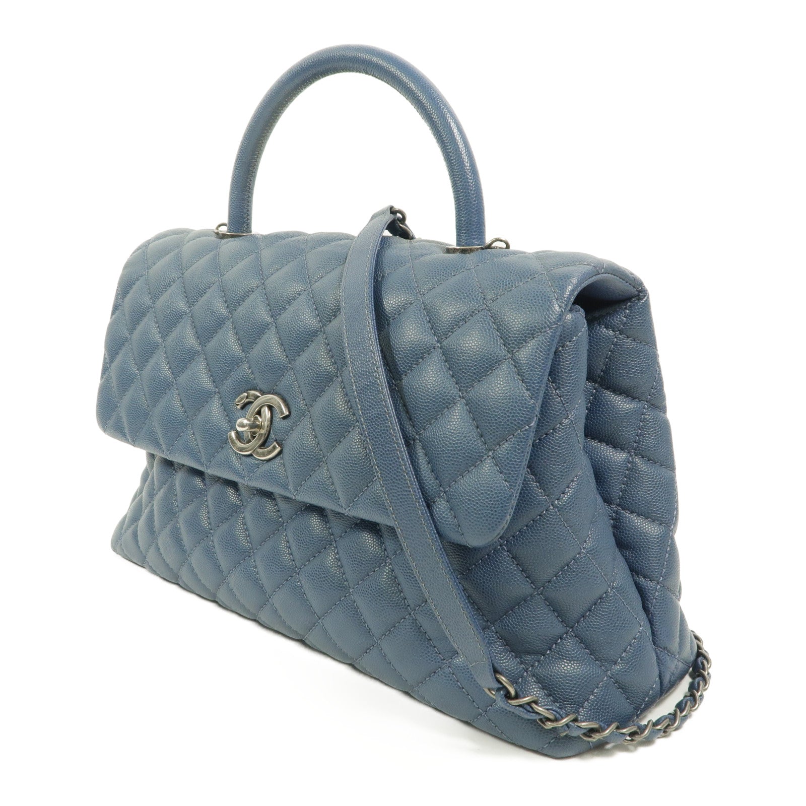 CHANEL 牛皮皮革Coco Handle Large鏈帶手挽肩背兩用袋