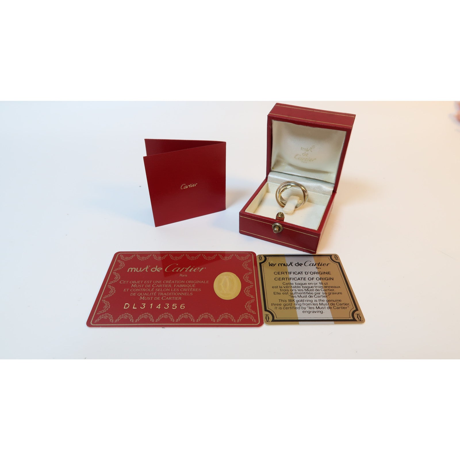 CARTIER 18K白金/黃金/玫瑰金Trinity Ring戒指US#6/Cartier#52