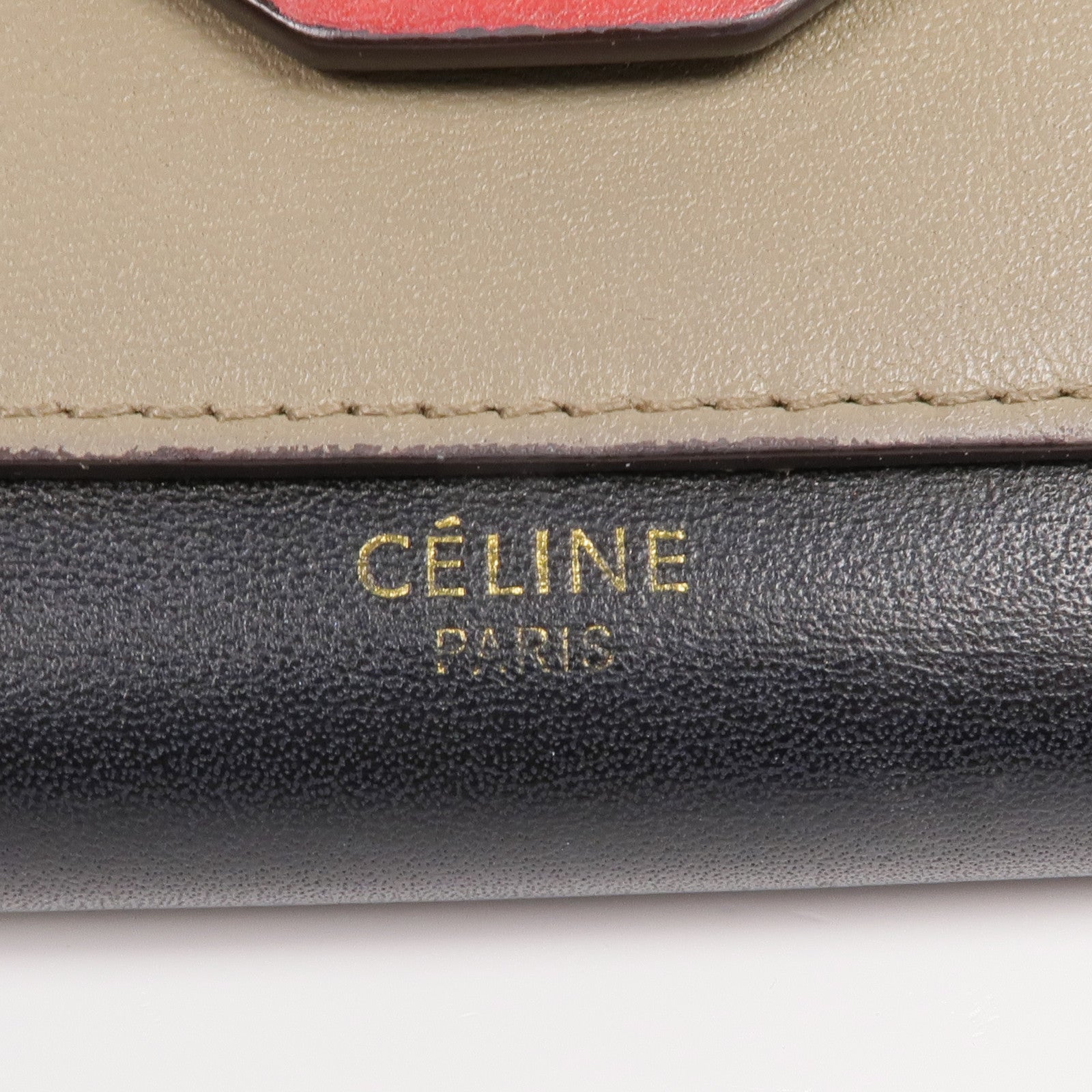 CELINE 牛皮皮革Trifold Wallet金扣錢包
