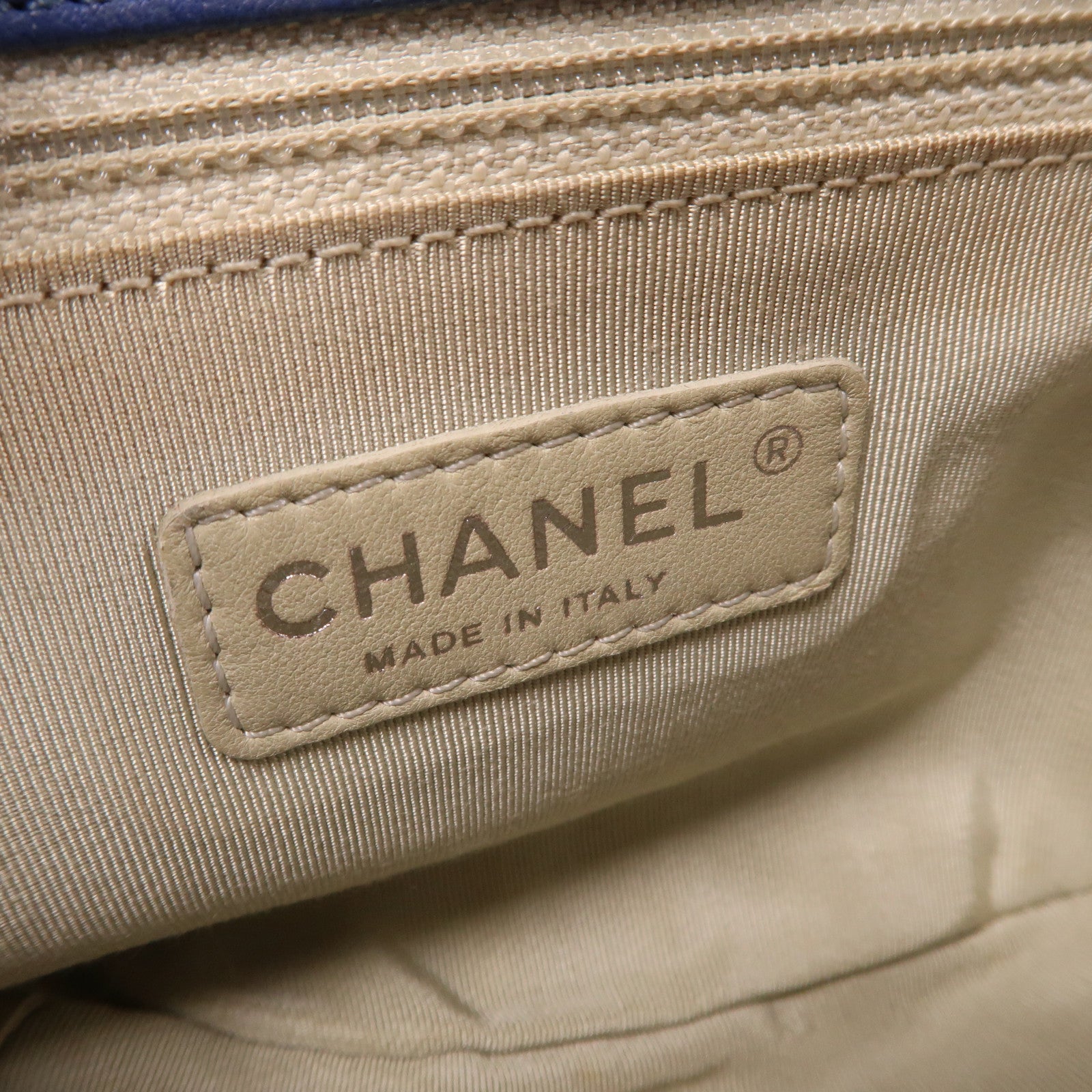 CHANEL 【激減優惠】菱格皮革Chain Shoulder Bag銀扣鏈帶肩背袋藍色