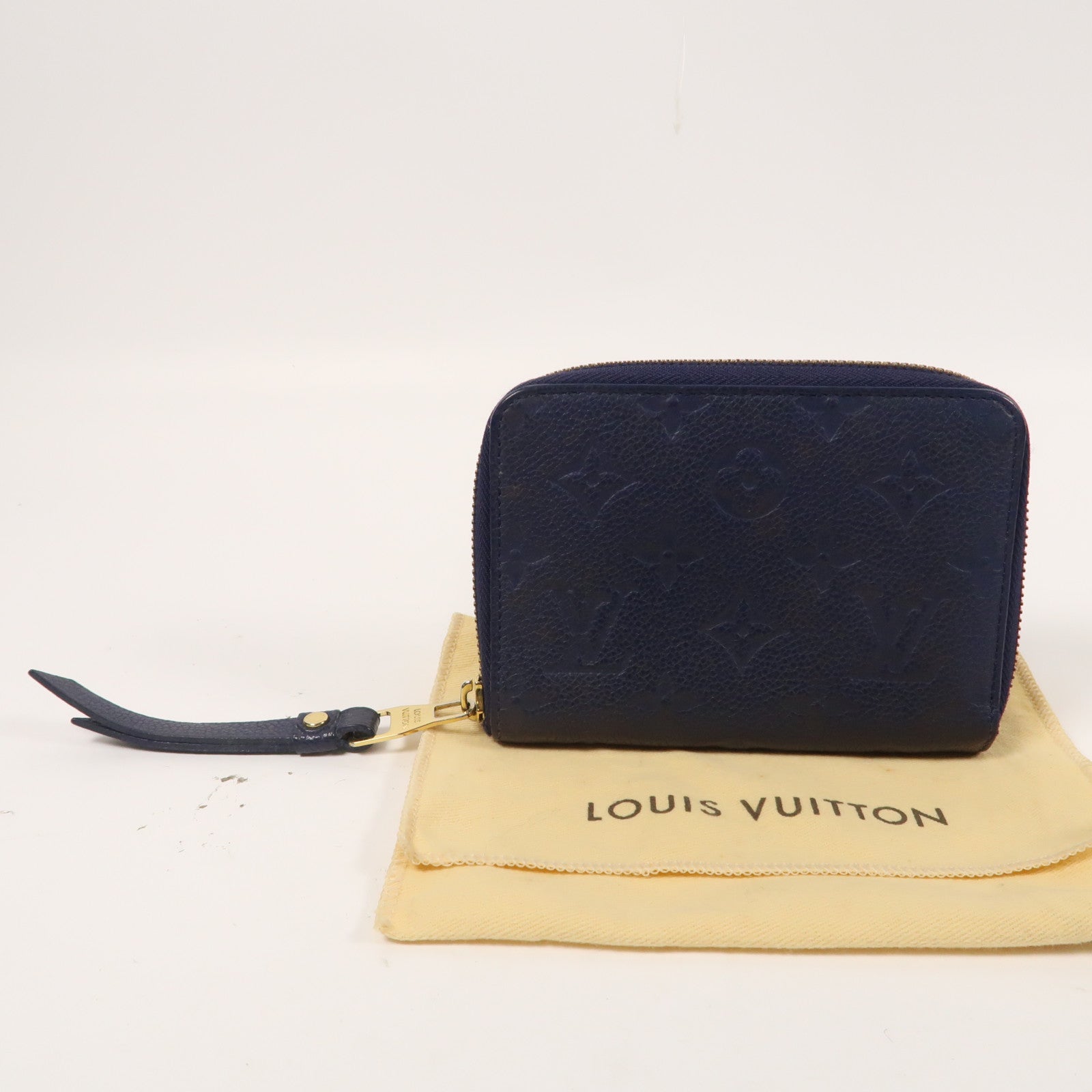 LOUIS VUITTON Monogram Empreinte Secret Compact Wallet金扣拉鍊錢包深藍色