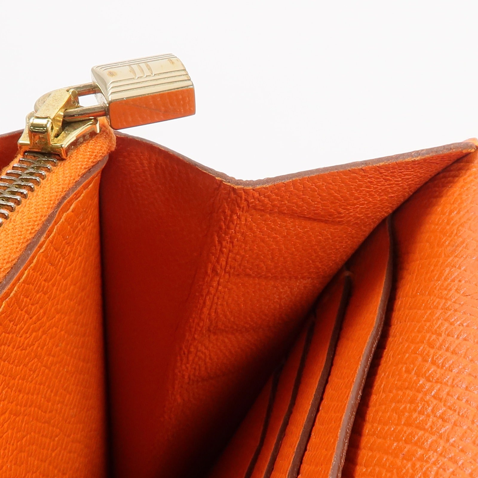 HERMES Epsom皮革Kelly Wallet長錢包Orange