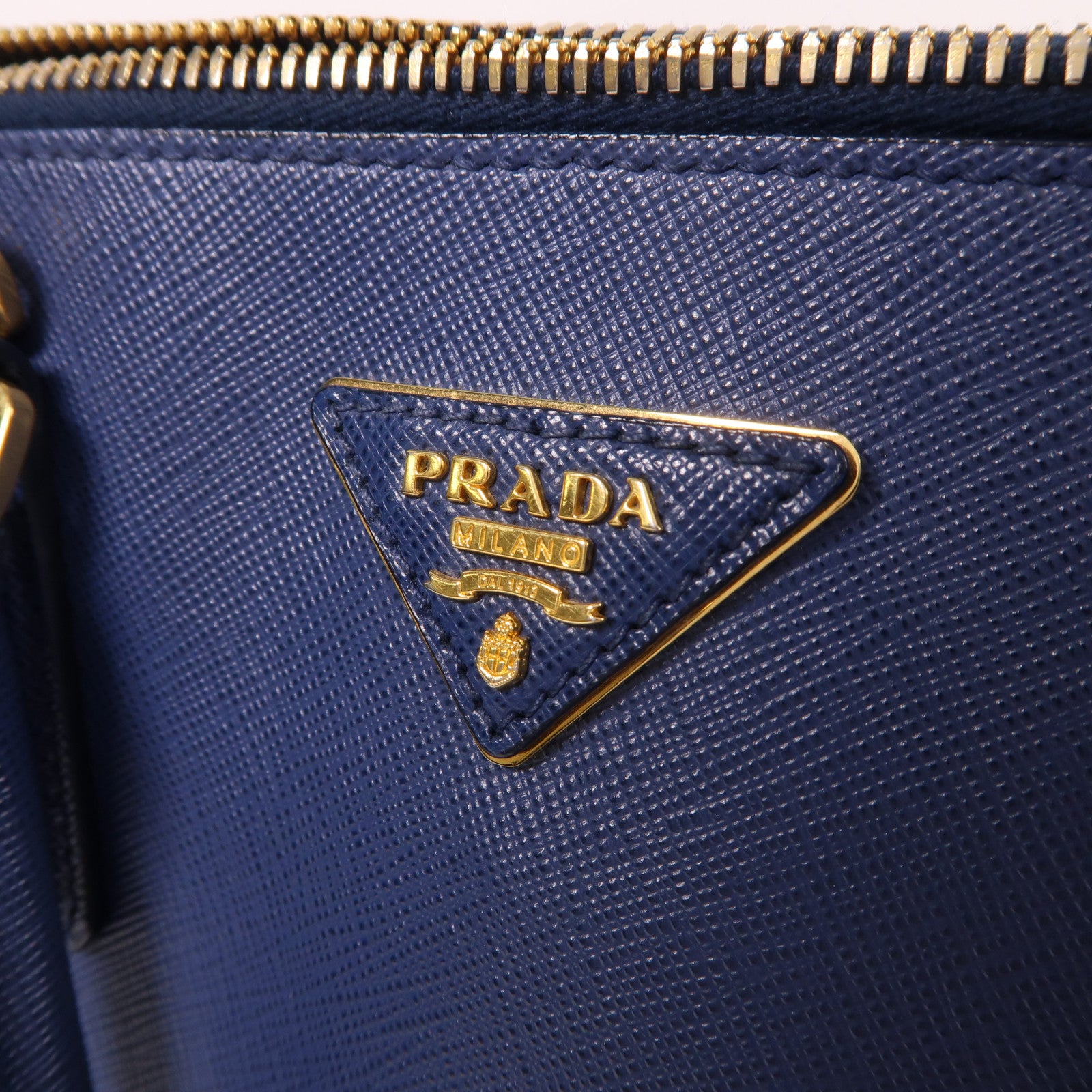 PRADA Saffiano皮革Shoulder Bag金扣手挽肩背兩用袋藍色