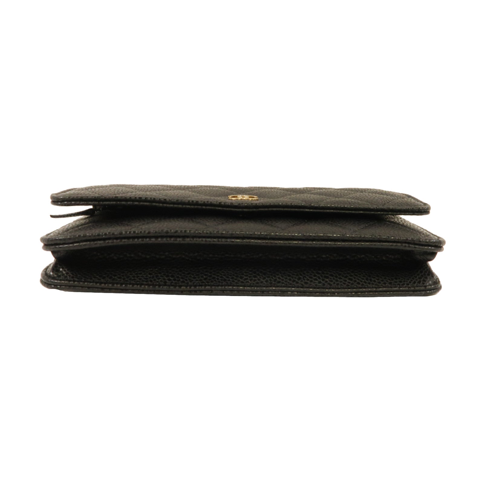 CHANEL 菱格Caviar皮革Wallet On Chain金扣鏈帶肩背袋黑色