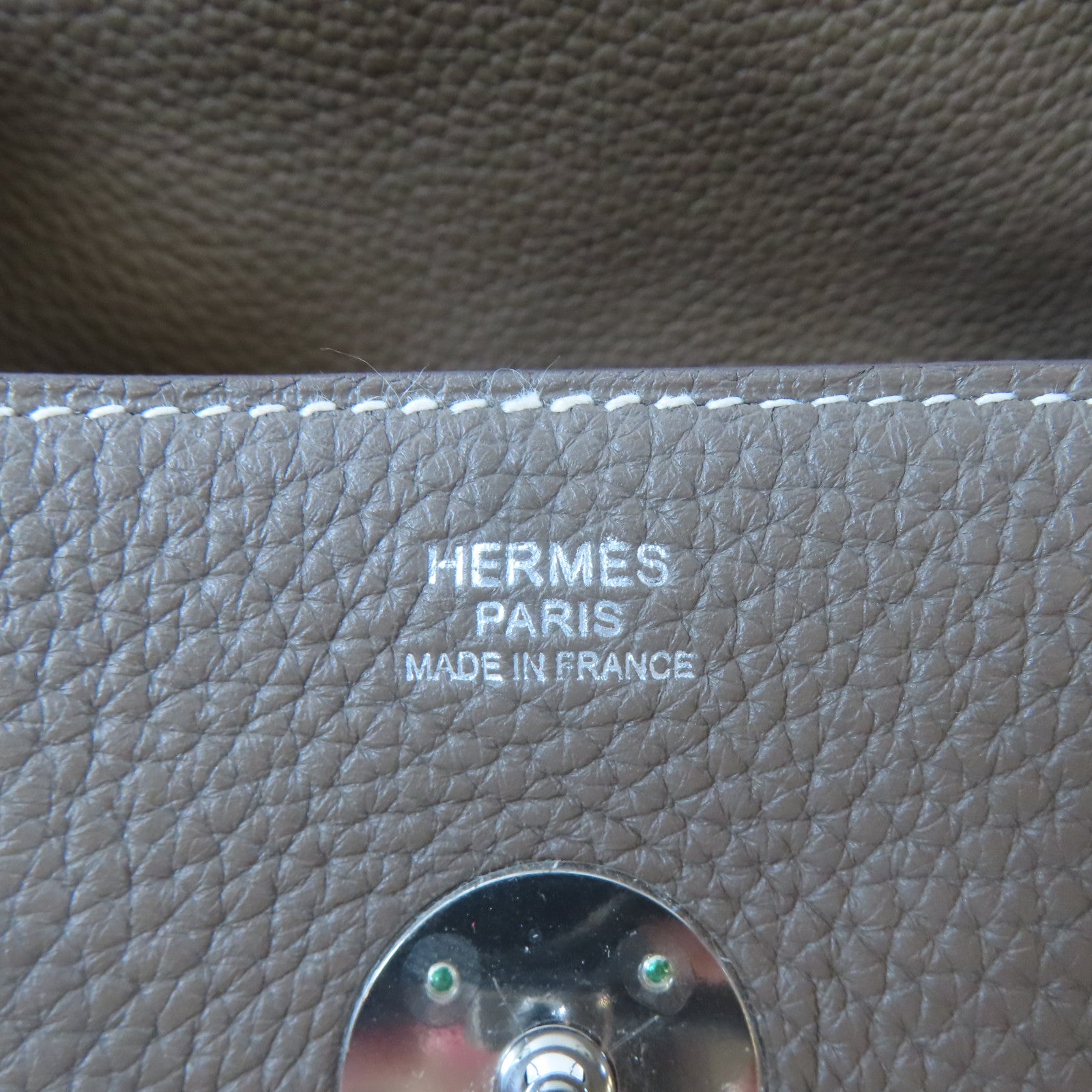 HERMES Clemence皮革Lindy 30銀扣手挽肩背兩用袋Etoupe/大象灰色