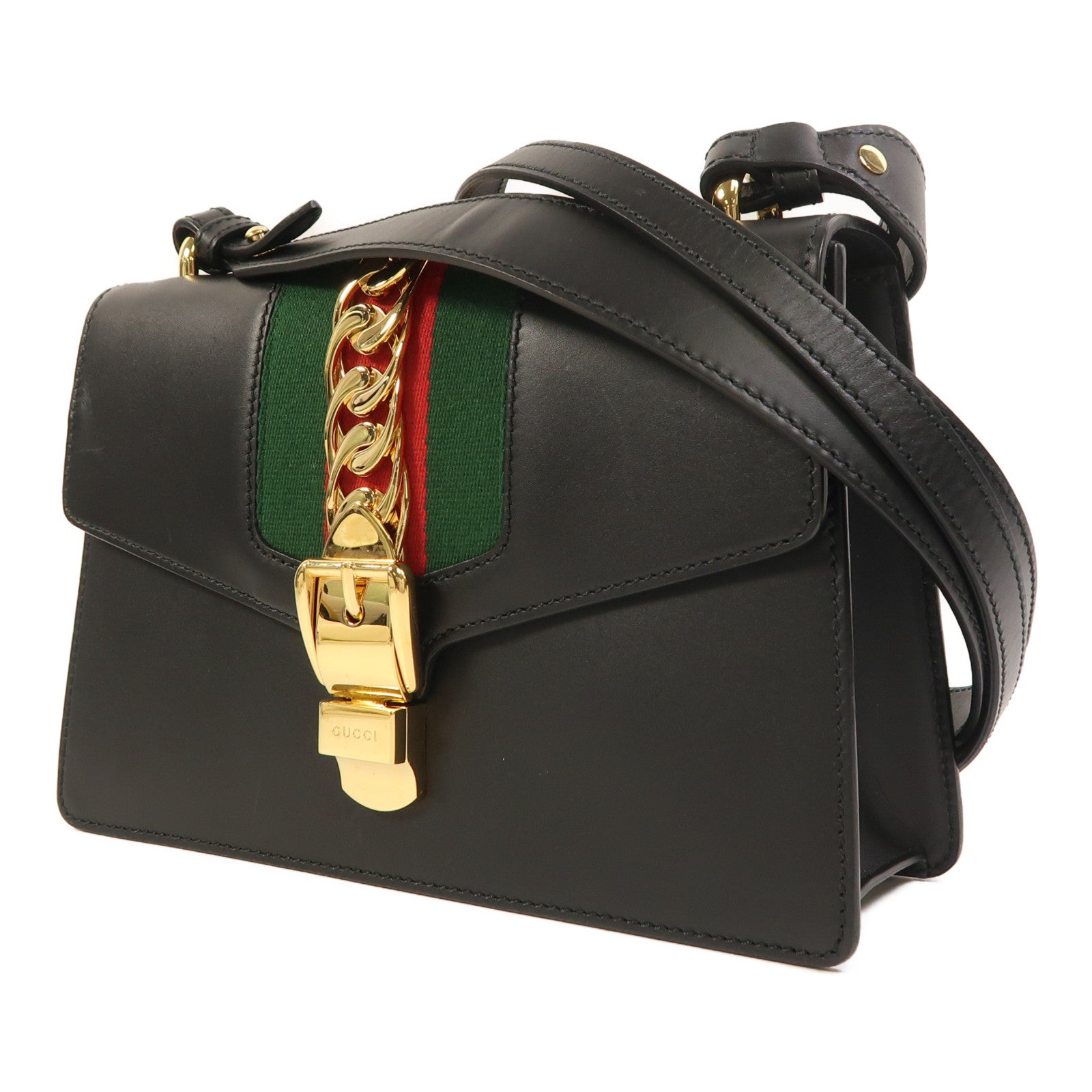 GUCCI 牛皮皮革Sylvie金扣肩背袋