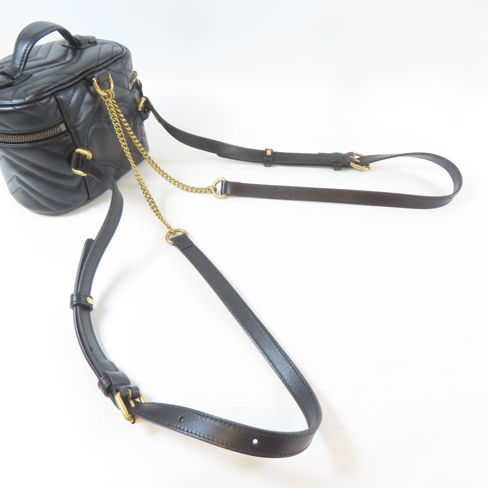 GUCCI 牛皮皮革GG Marmont Backpack金扣背包黑色