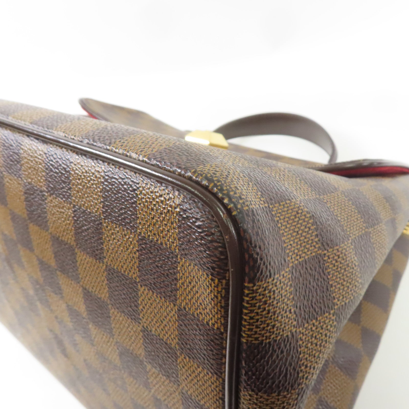 LOUIS VUITTON Damier Bergamo MM金扣手挽袋啡色