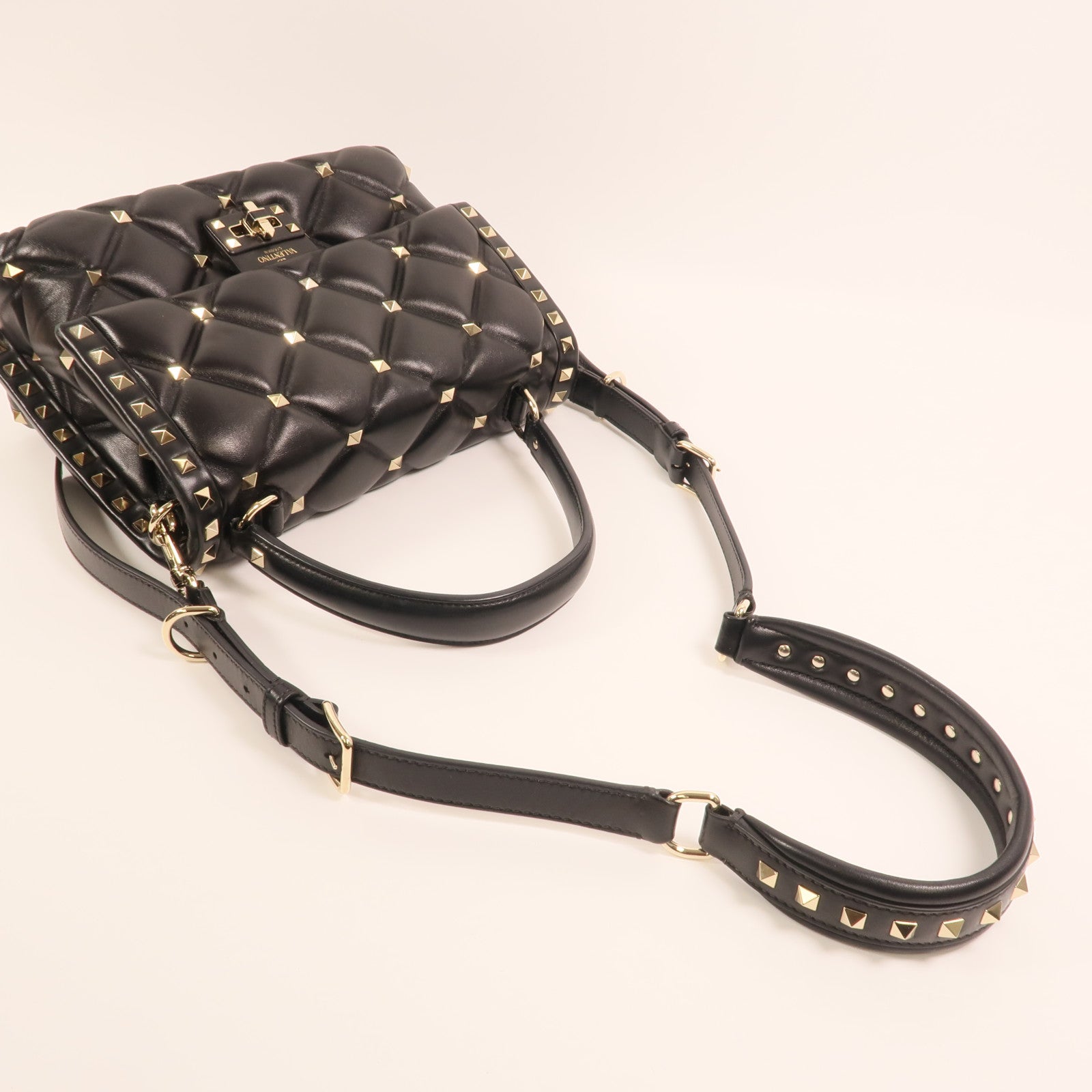 Valentino 羊皮皮革Candystud金扣手挽肩背兩用袋