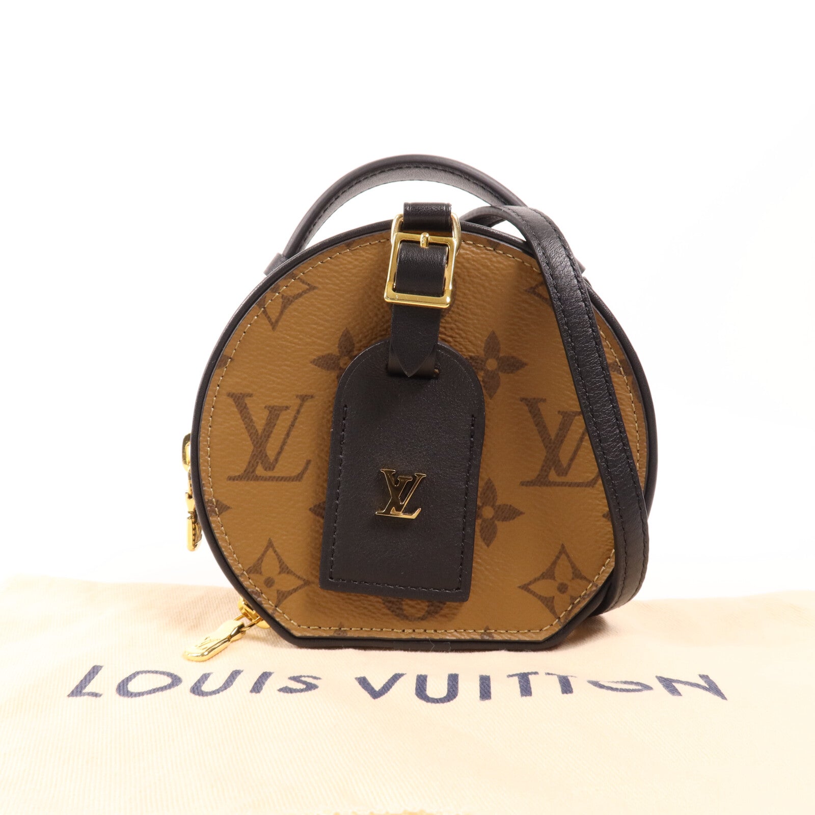 LOUIS VUITTON Monogram Reverse Mini Boite Chapeau金扣手挽肩背兩用袋