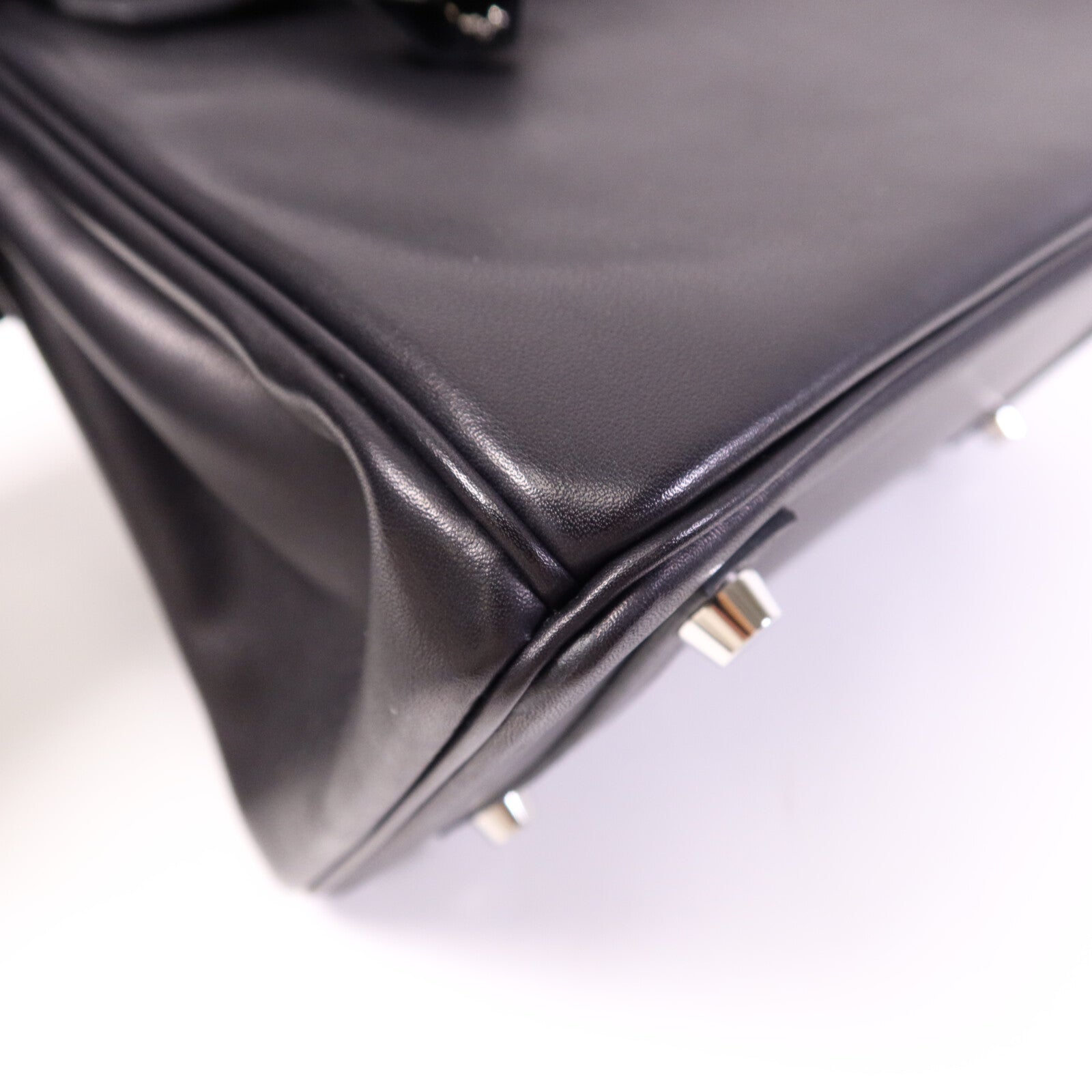 HERMES Volupto皮革Birkin 25銀扣手挽袋Noir