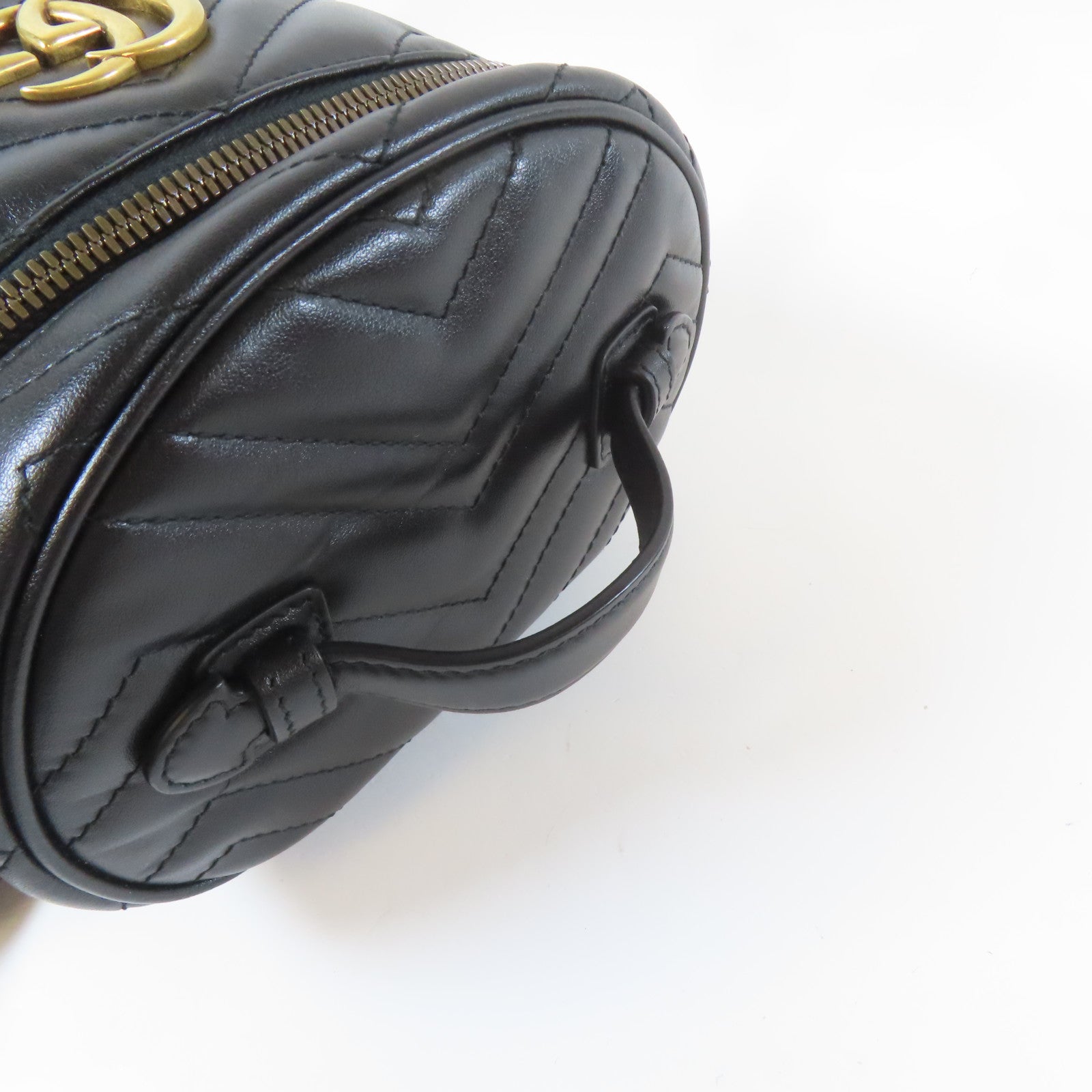 GUCCI 牛皮皮革GG Marmont Backpack金扣背包黑色