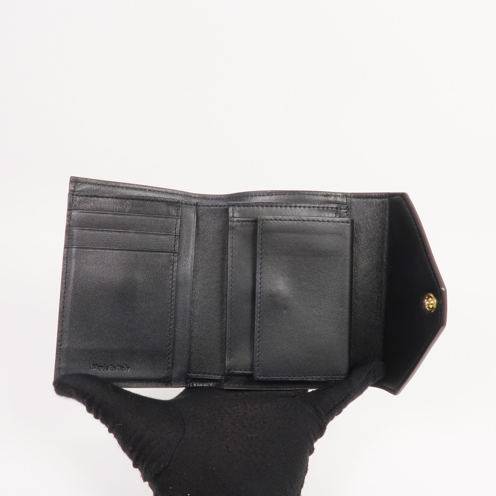 CELINE 牛皮皮革Trifold Wallet金扣錢包