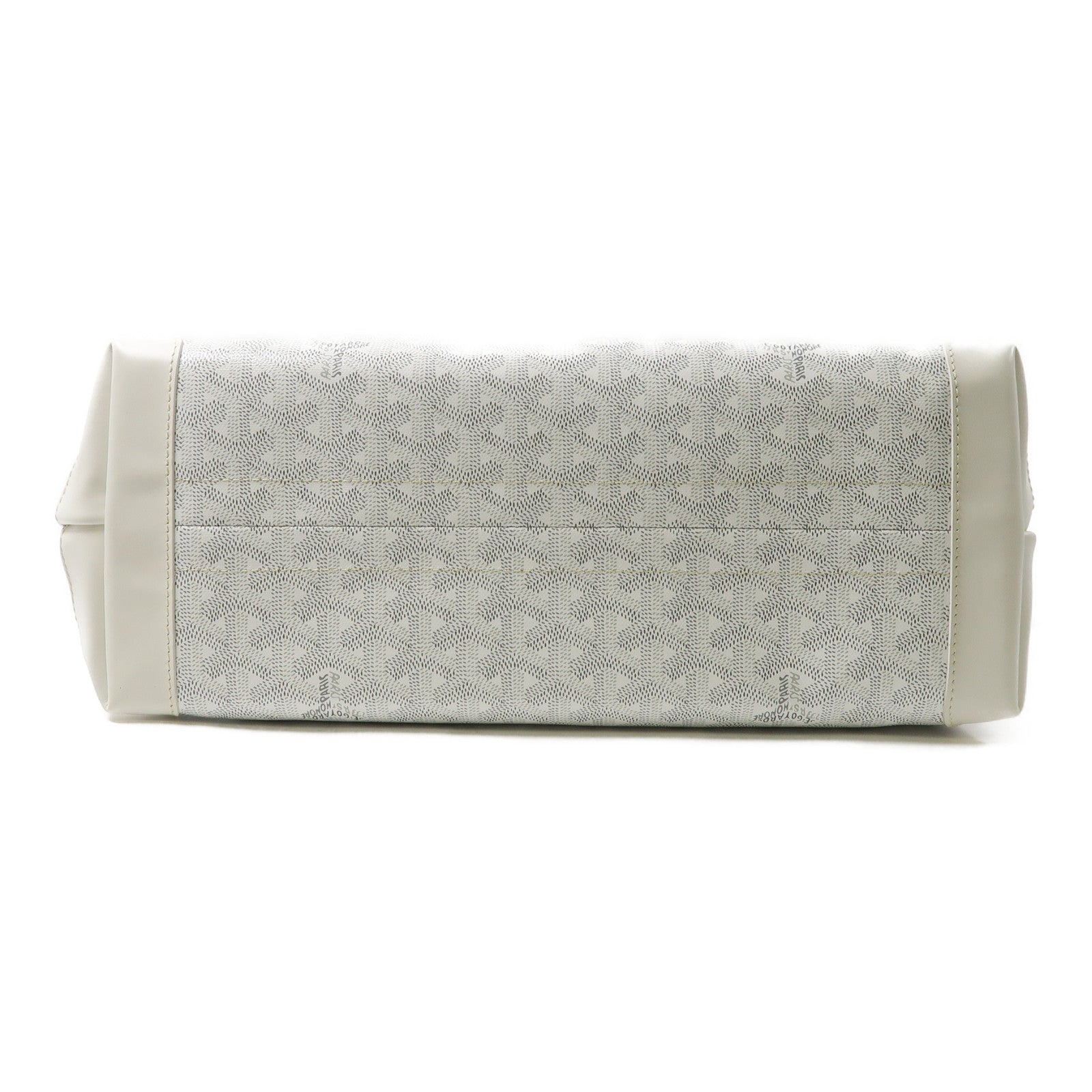 GOYARD 塗層帆布/牛皮皮革Bellechasse Tote銀扣肩背袋白色