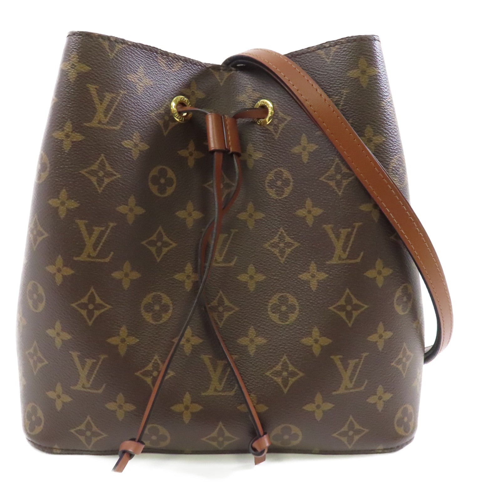 LOUIS VUITTON Monogram Neo Noe MM金扣肩背袋棕色