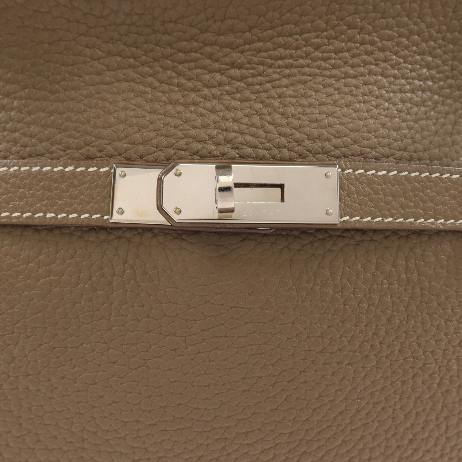 HERMES Togo皮革Jypsiere 28銀扣肩背袋Etoupe